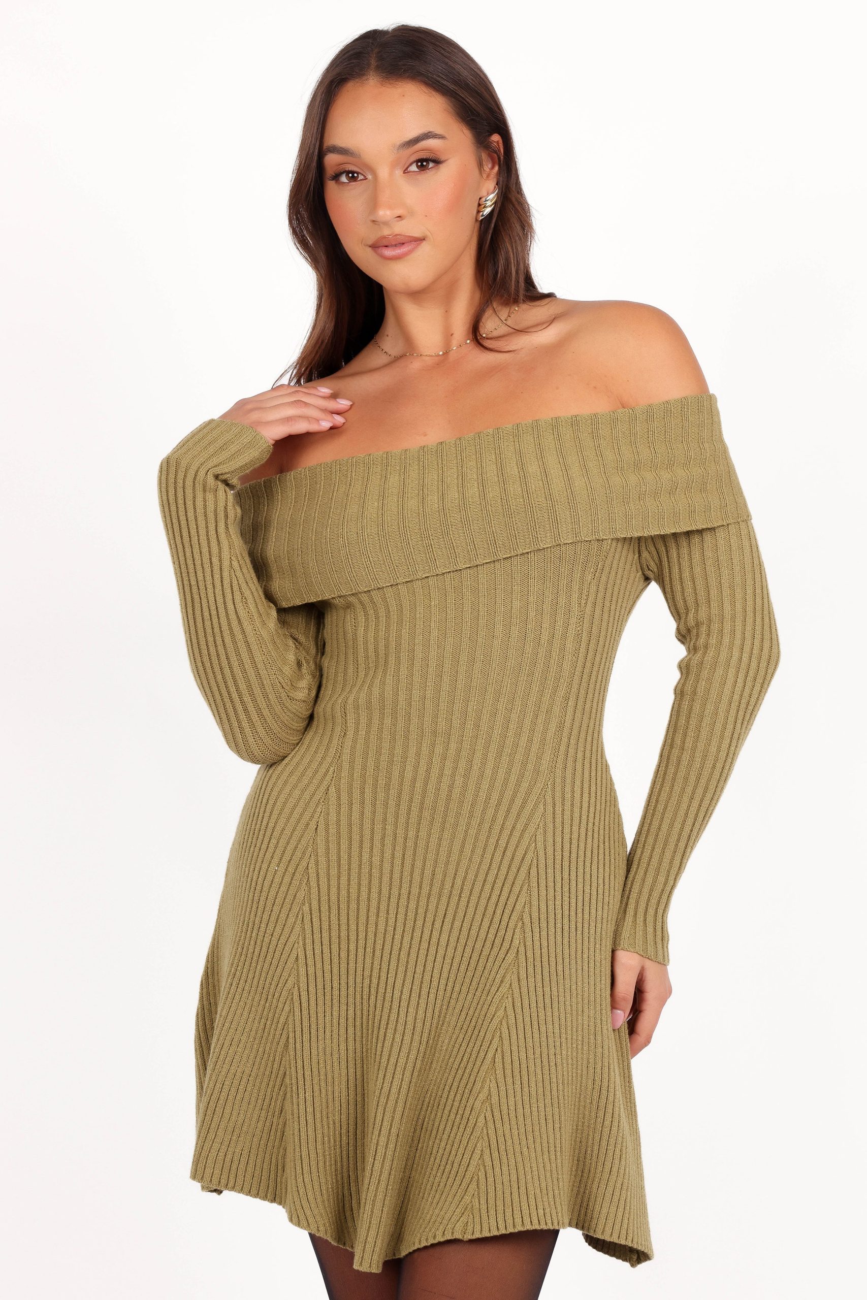 Francisco Long Sleeve Mini Dress - Olive - Image 4