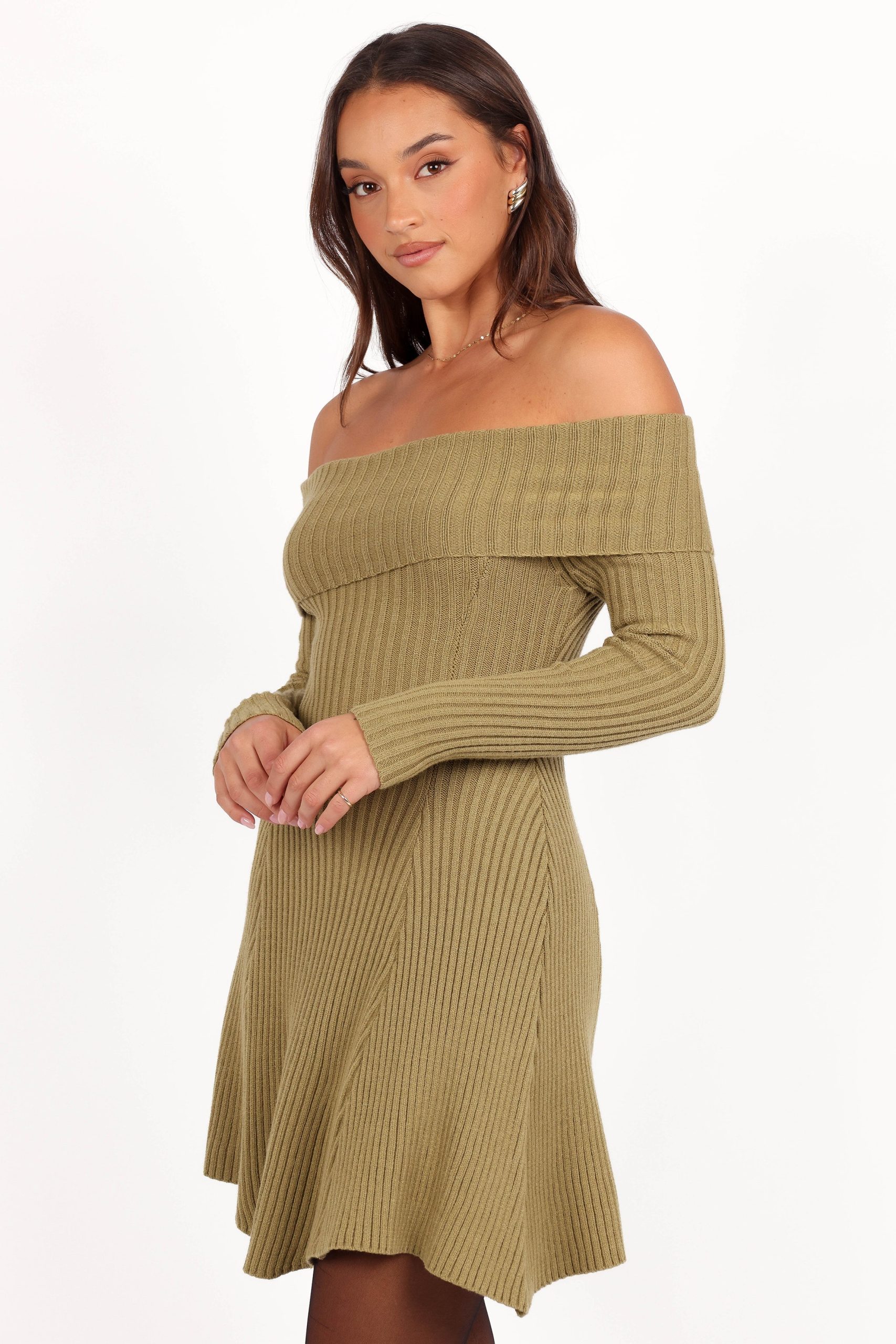 Francisco Long Sleeve Mini Dress - Olive - Image 6