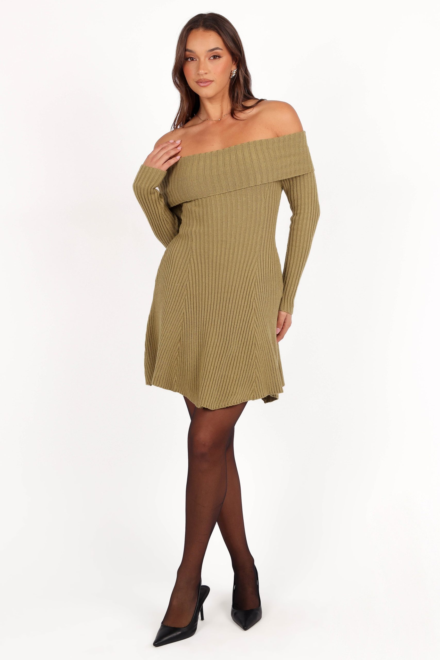 Francisco Long Sleeve Mini Dress - Olive - Image 10