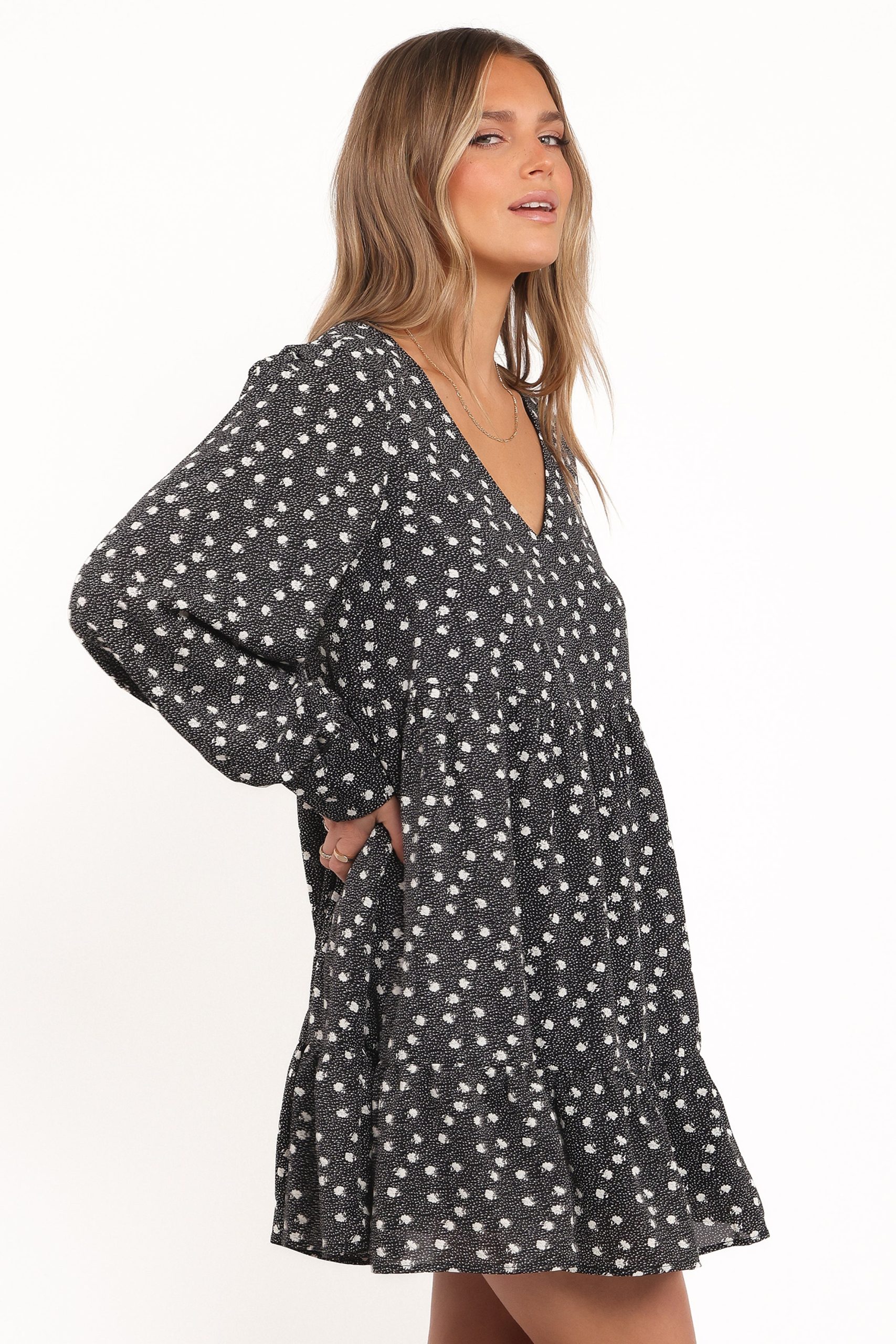 Frankie Long Sleeve Mini Dress - Black Floral - Image 4