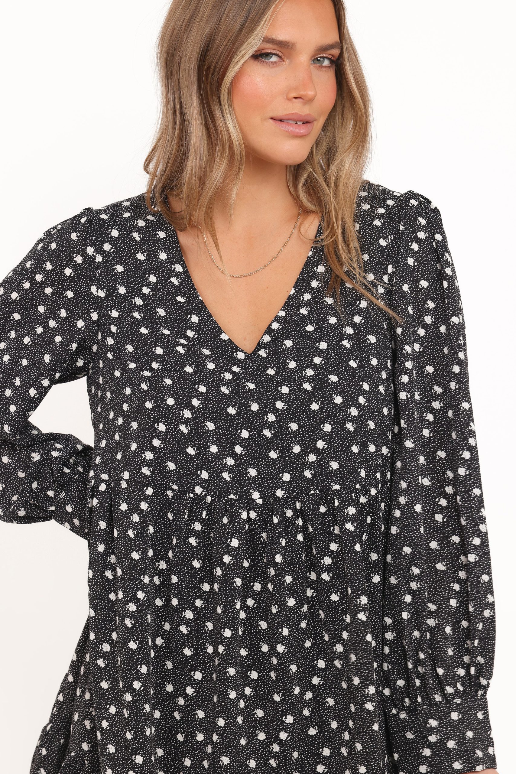 Frankie Long Sleeve Mini Dress - Black Floral - Image 3