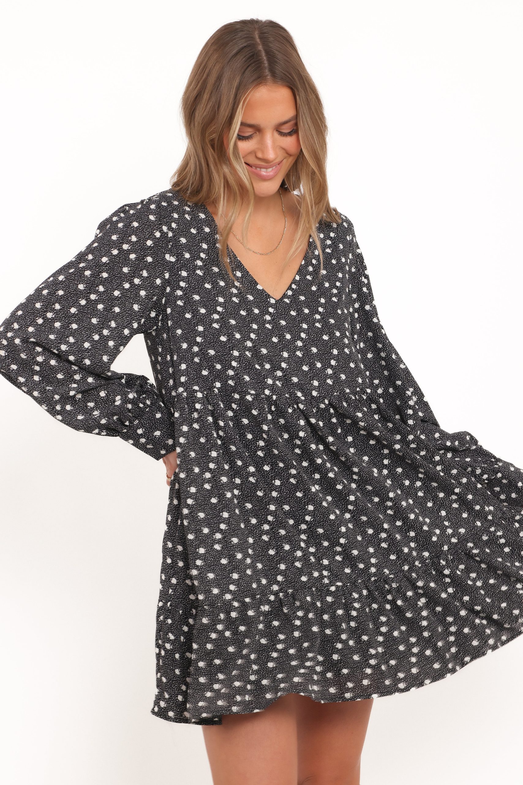 Frankie Long Sleeve Mini Dress - Black Floral - Image 2
