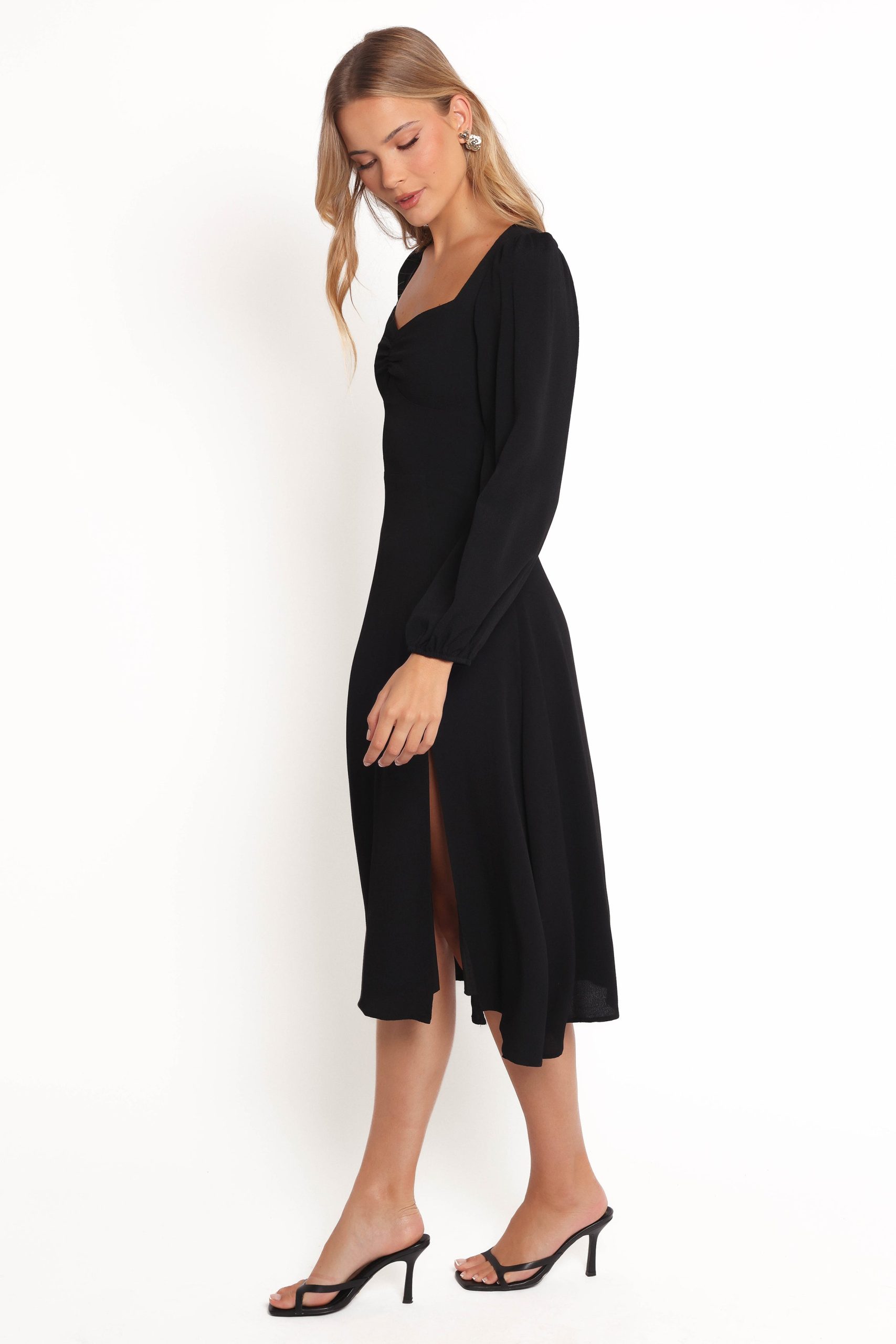Franklin Long Sleeve Midi Dress - Black - Image 3