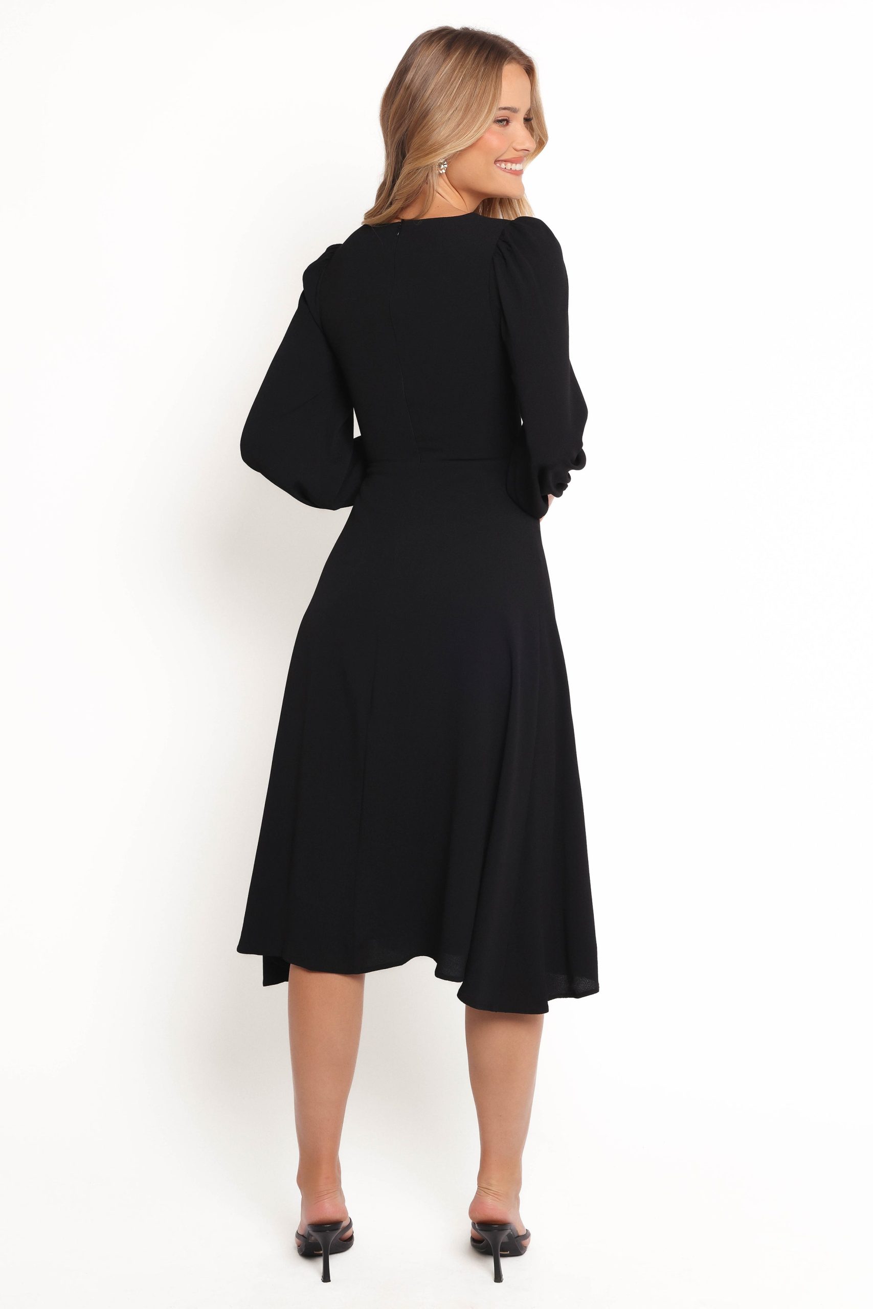 Franklin Long Sleeve Midi Dress - Black - Image 4