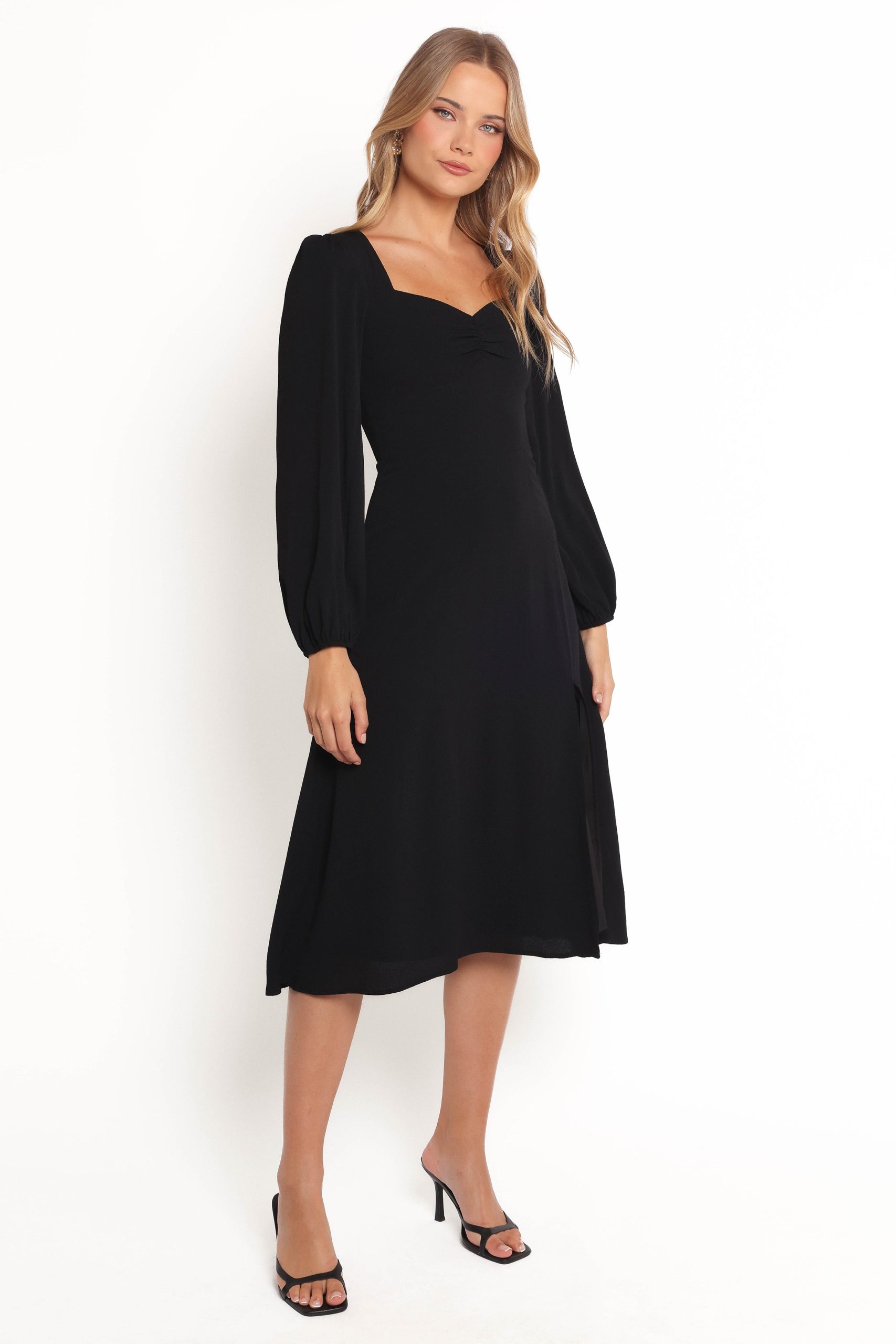 Franklin Long Sleeve Midi Dress - Black - Image 5