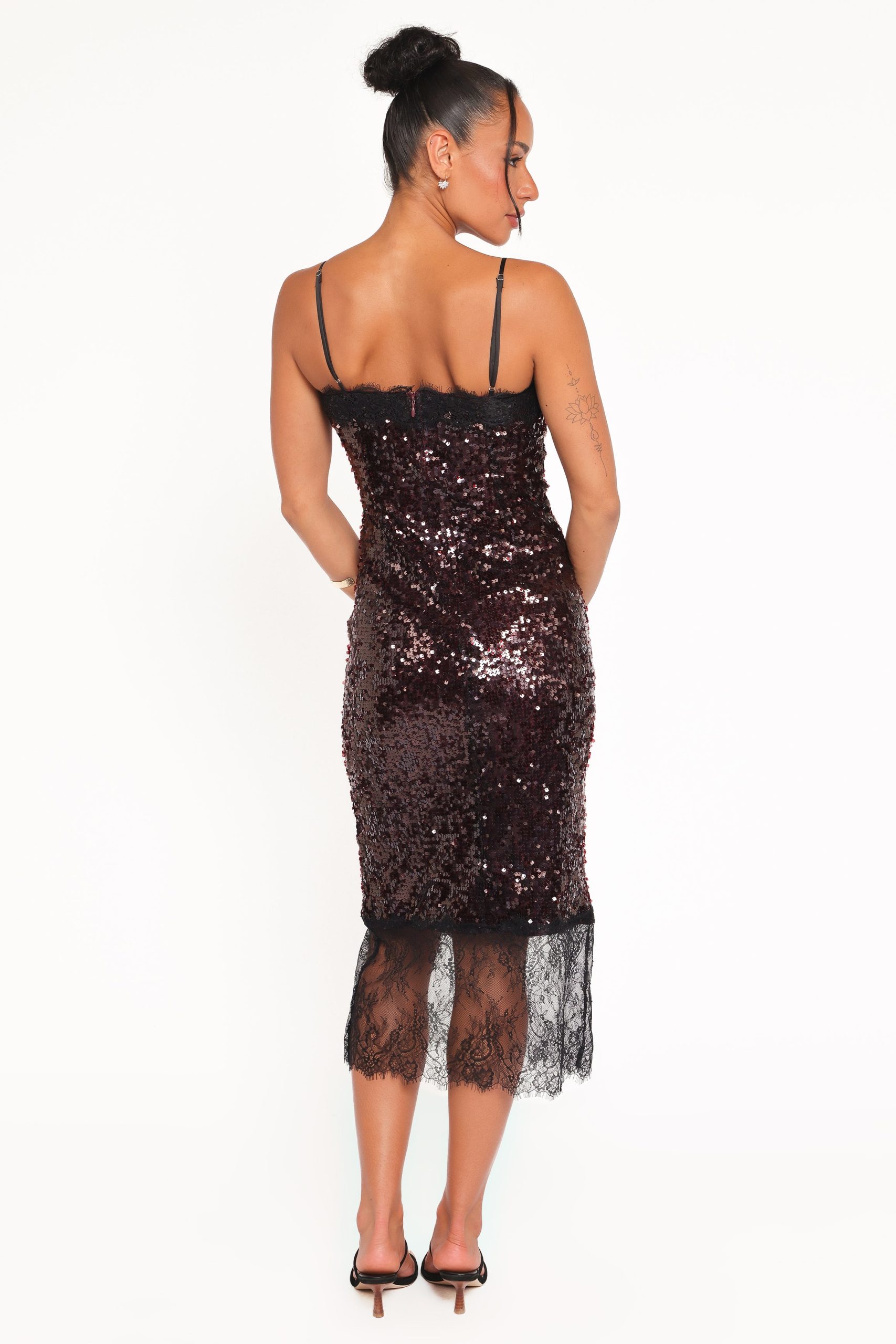 Frida Lace Midi Dress - Burgundy - Image 5