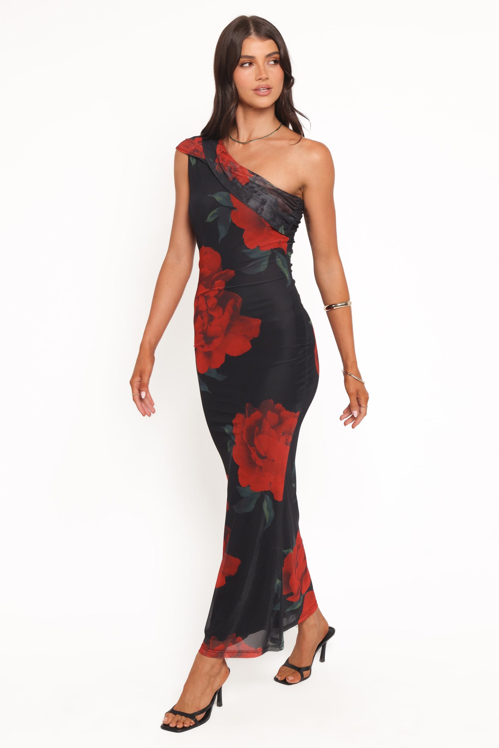 Gerri Off Shoulder Maxi Dress - Black Floral - Image 3