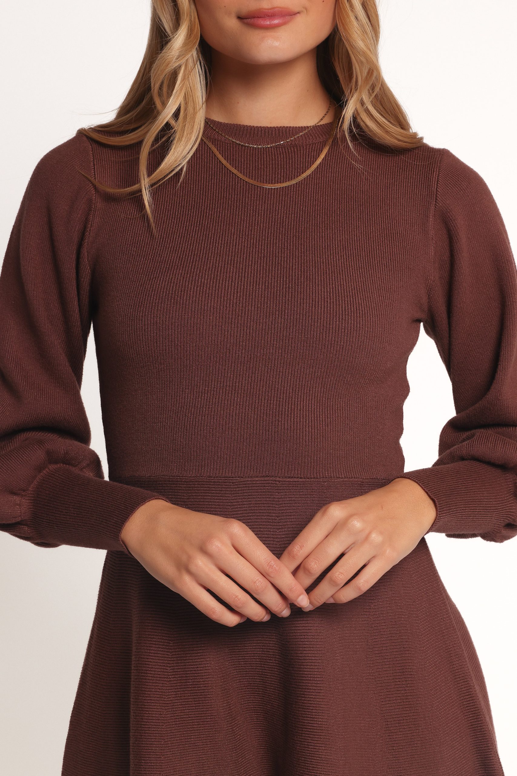 Gigi Long Sleeve Mini Dress - Brown - Image 6