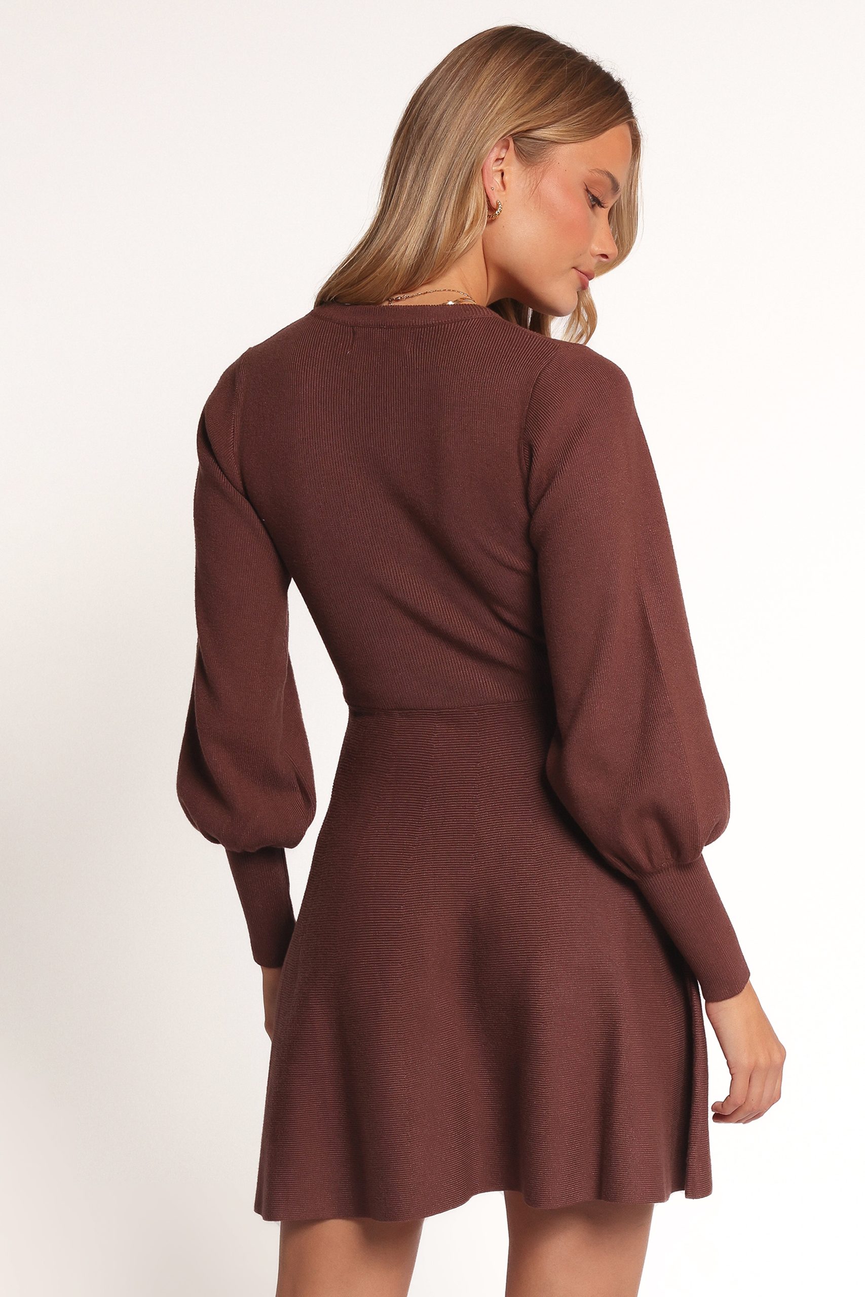 Gigi Long Sleeve Mini Dress - Brown - Image 4