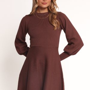 Gigi Long Sleeve Mini Dress - Brown