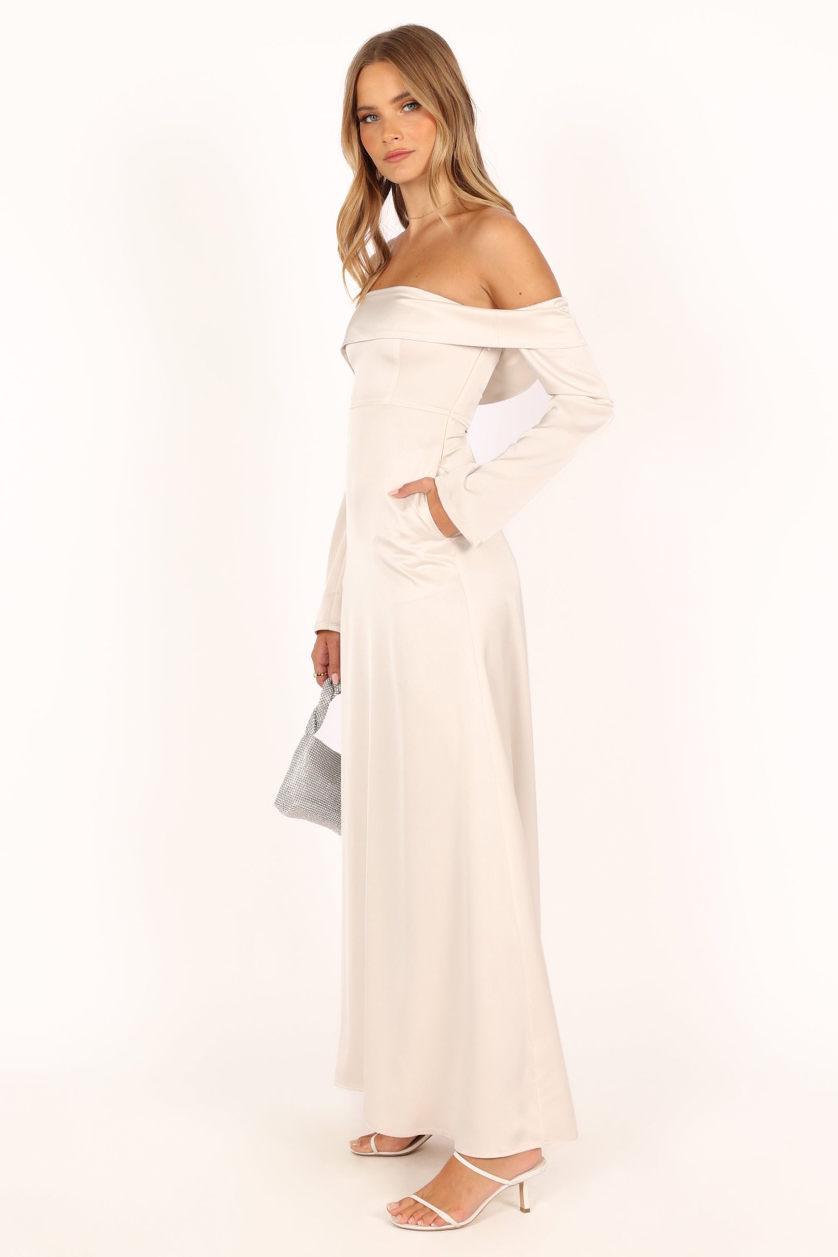 Gigi Off Shoulder Maxi Dress - Cream - Image 5