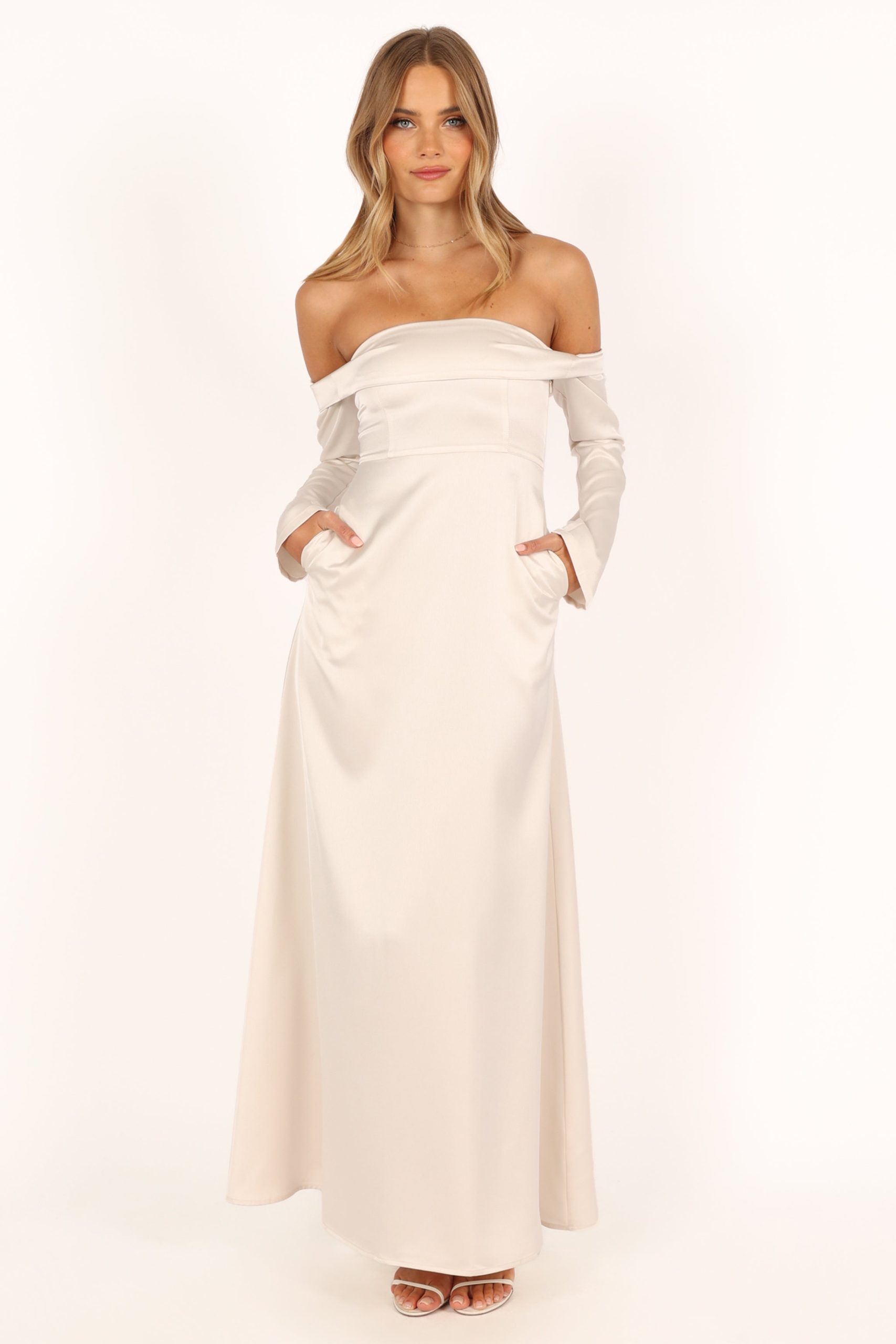 Gigi Off Shoulder Maxi Dress - Cream - Image 9