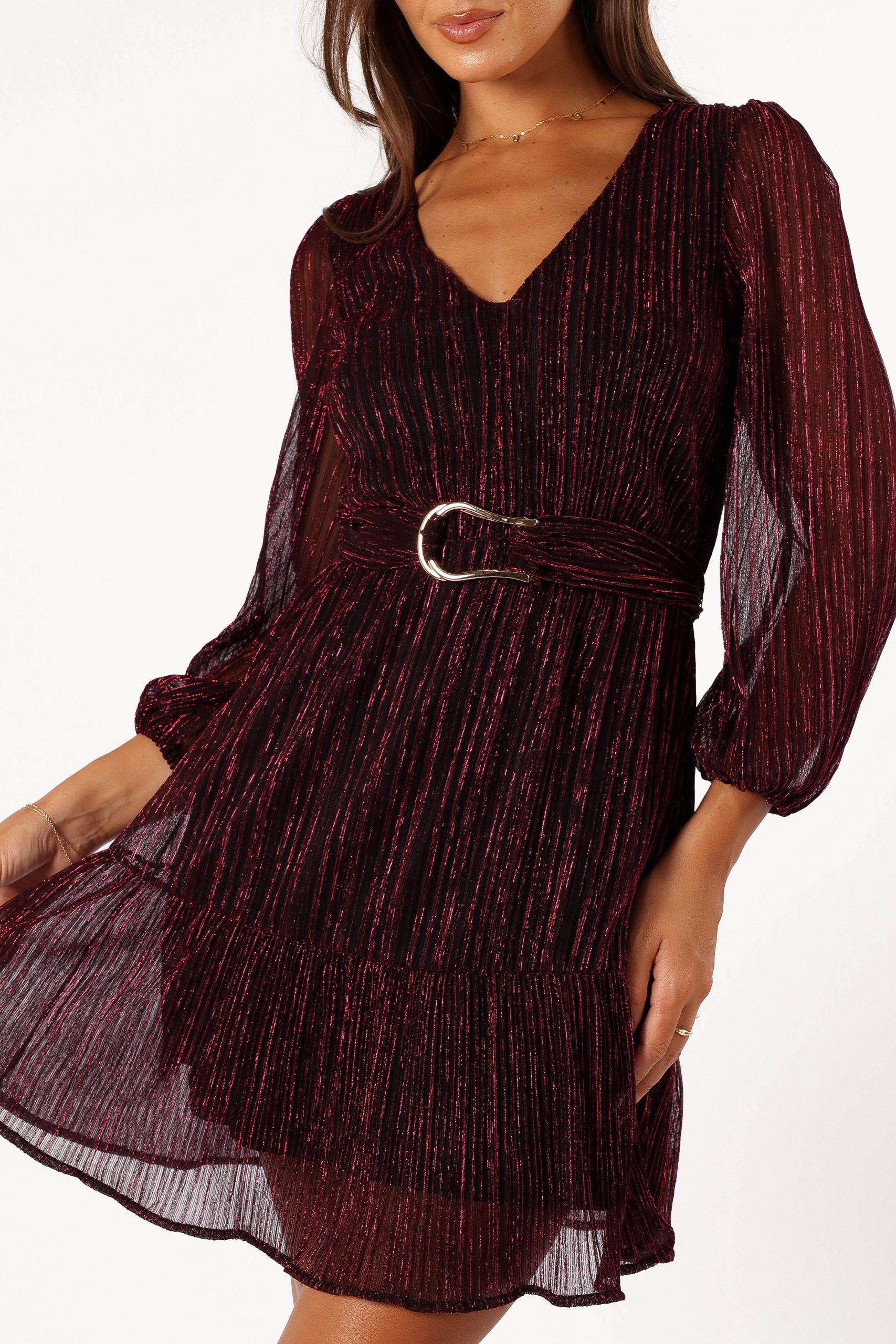 Glimmer Long Sleeve Mini Dress - Pink - Image 2