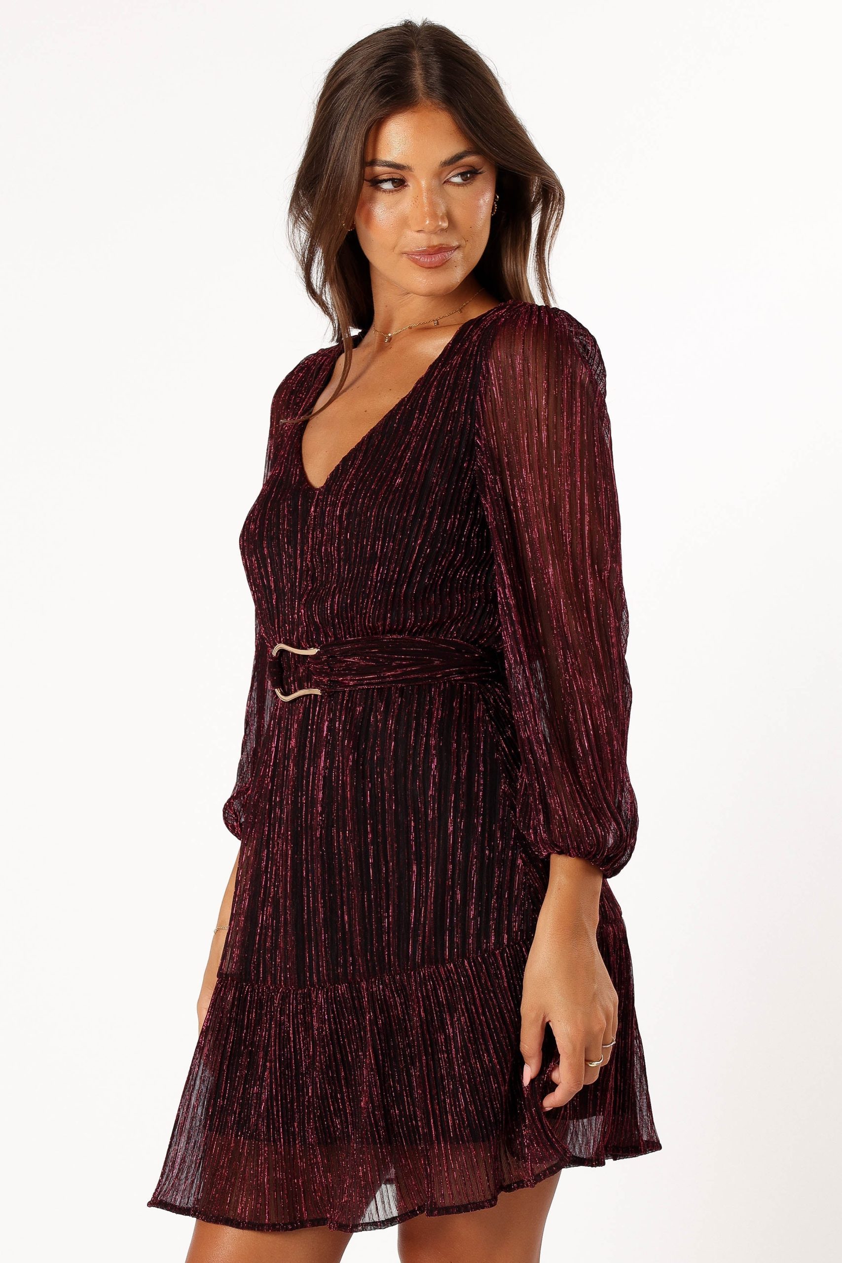 Glimmer Long Sleeve Mini Dress - Pink - Image 3