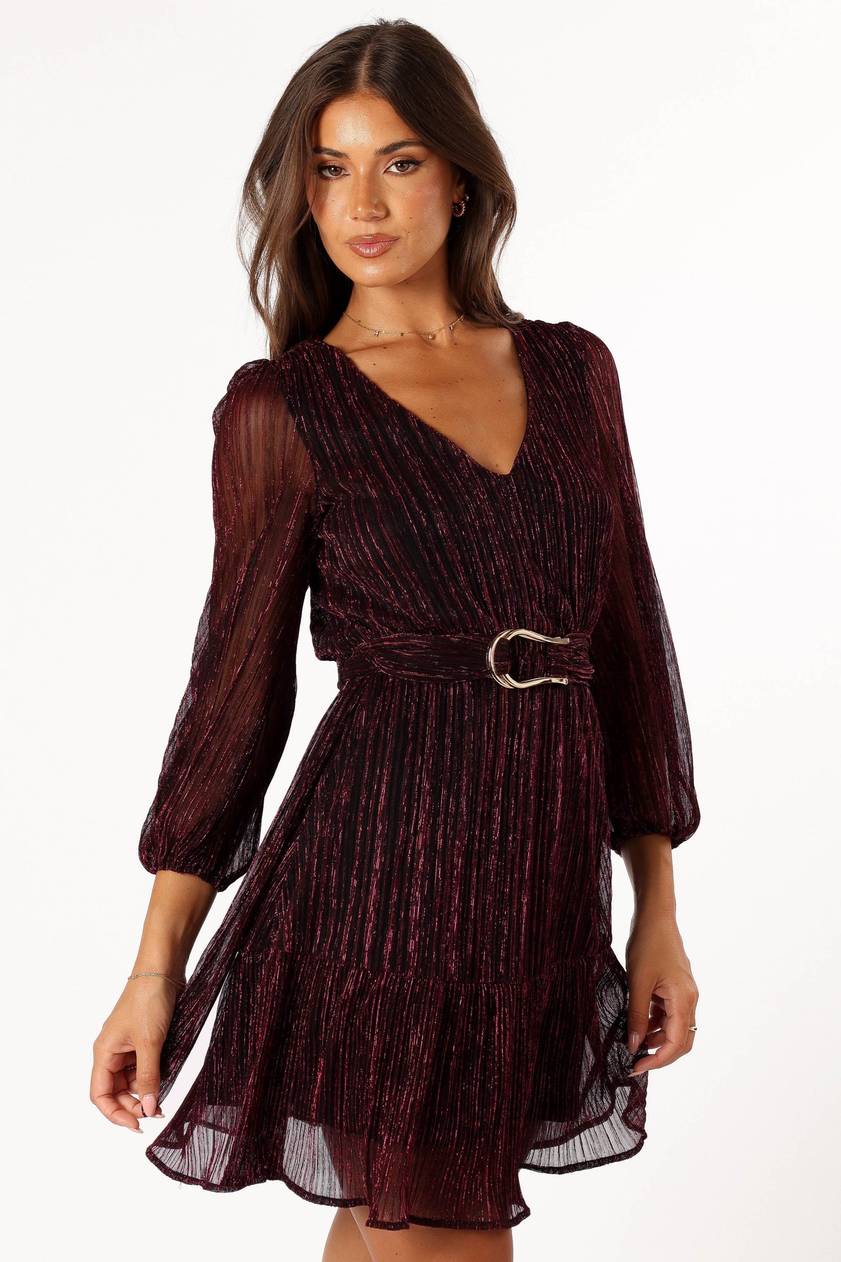 Glimmer Long Sleeve Mini Dress - Pink - Image 5