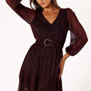 Glimmer Long Sleeve Mini Dress - Pink