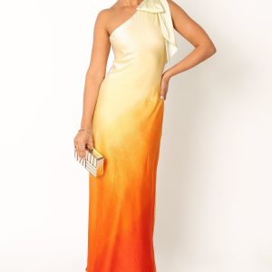 Glow One Shoulder Midi Dress - Sunset