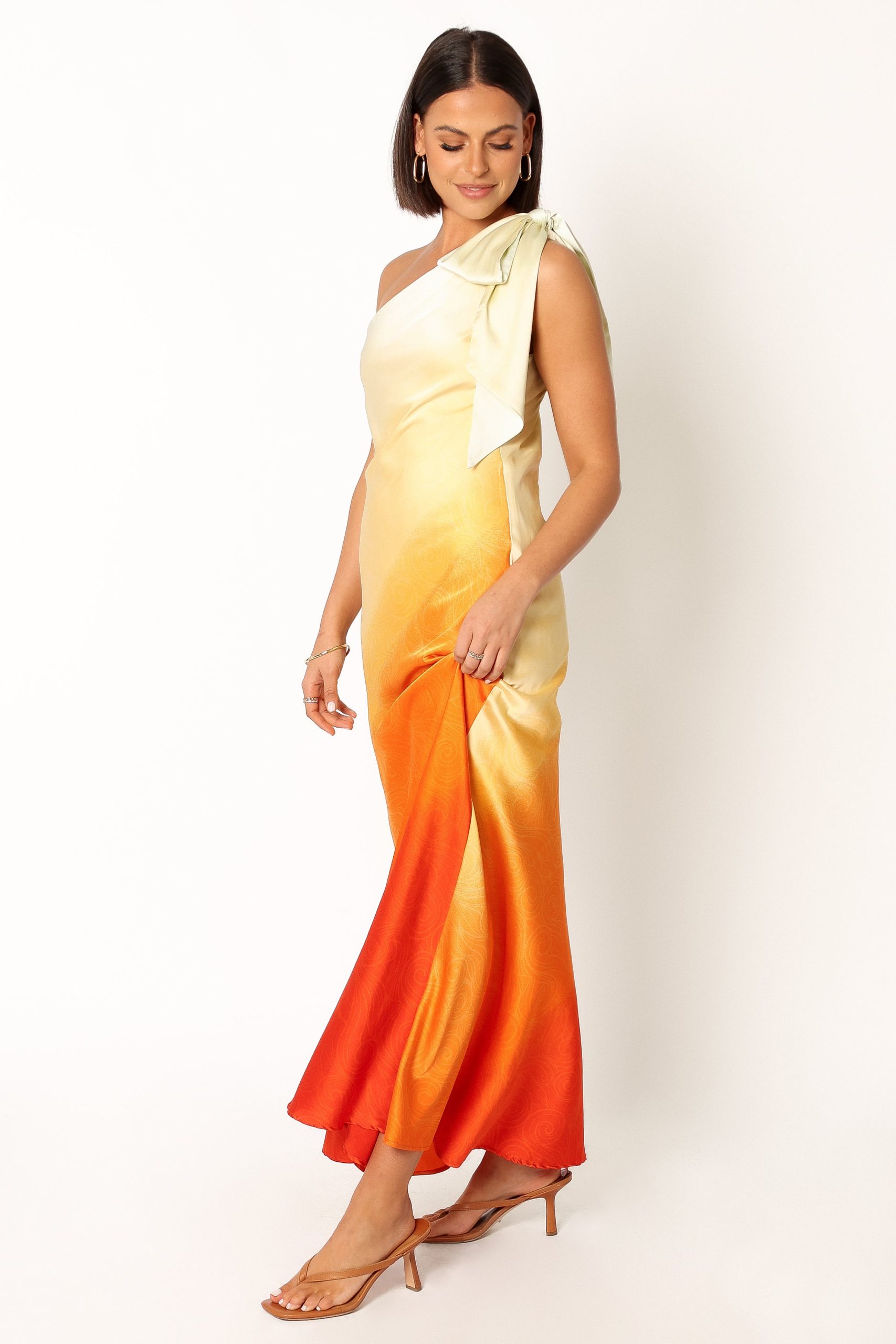 Glow One Shoulder Midi Dress - Sunset - Image 3