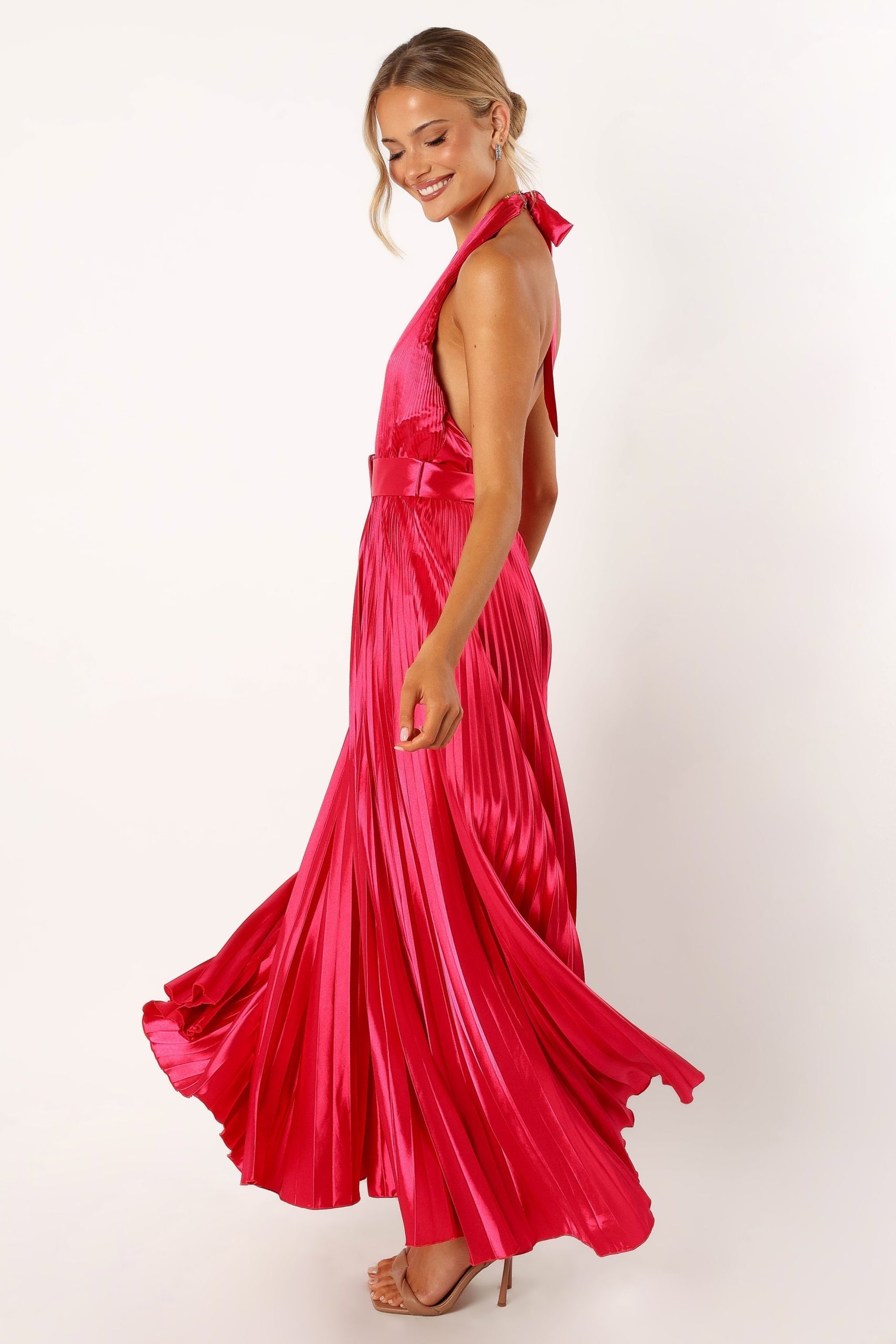 Greta Halterneck Maxi Dress - Magenta - Image 2