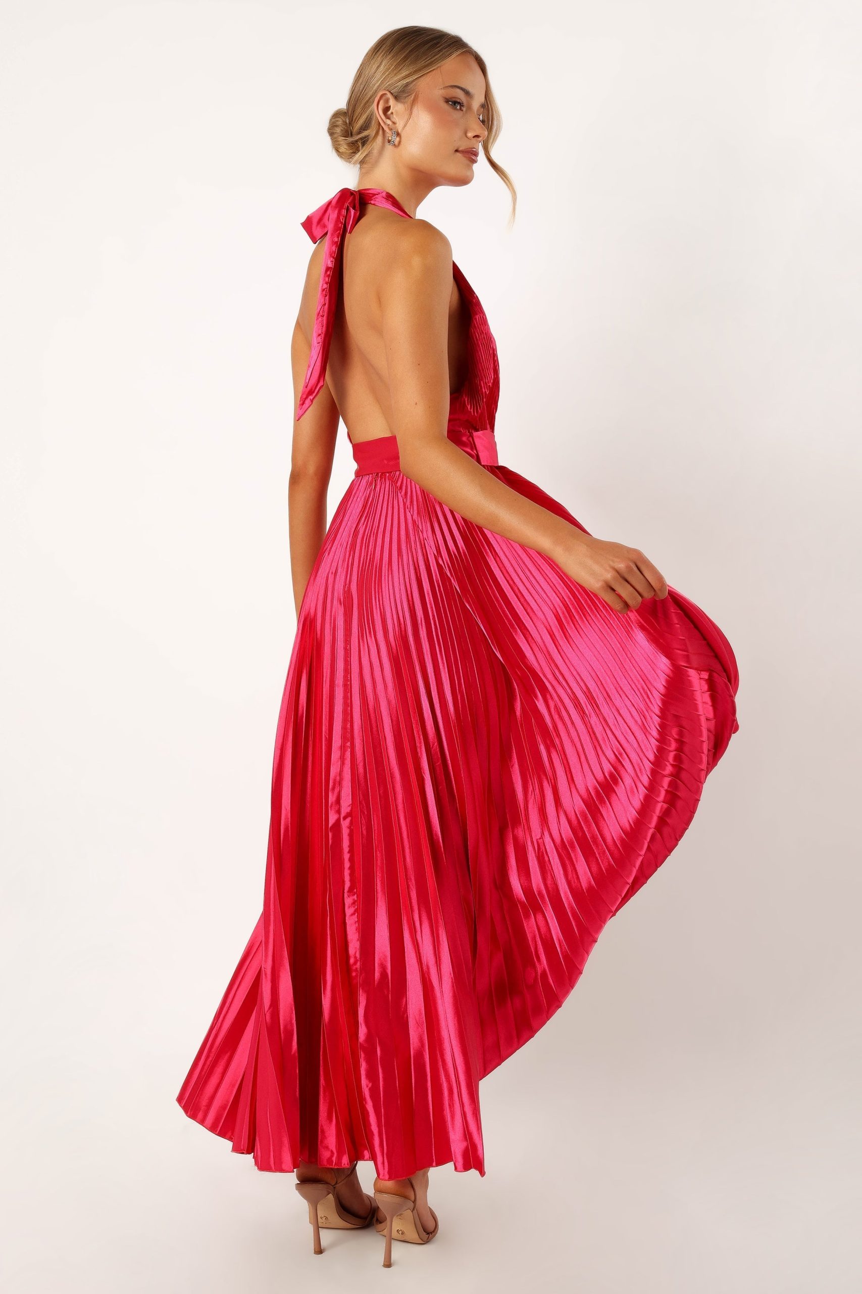 Greta Halterneck Maxi Dress - Magenta - Image 4