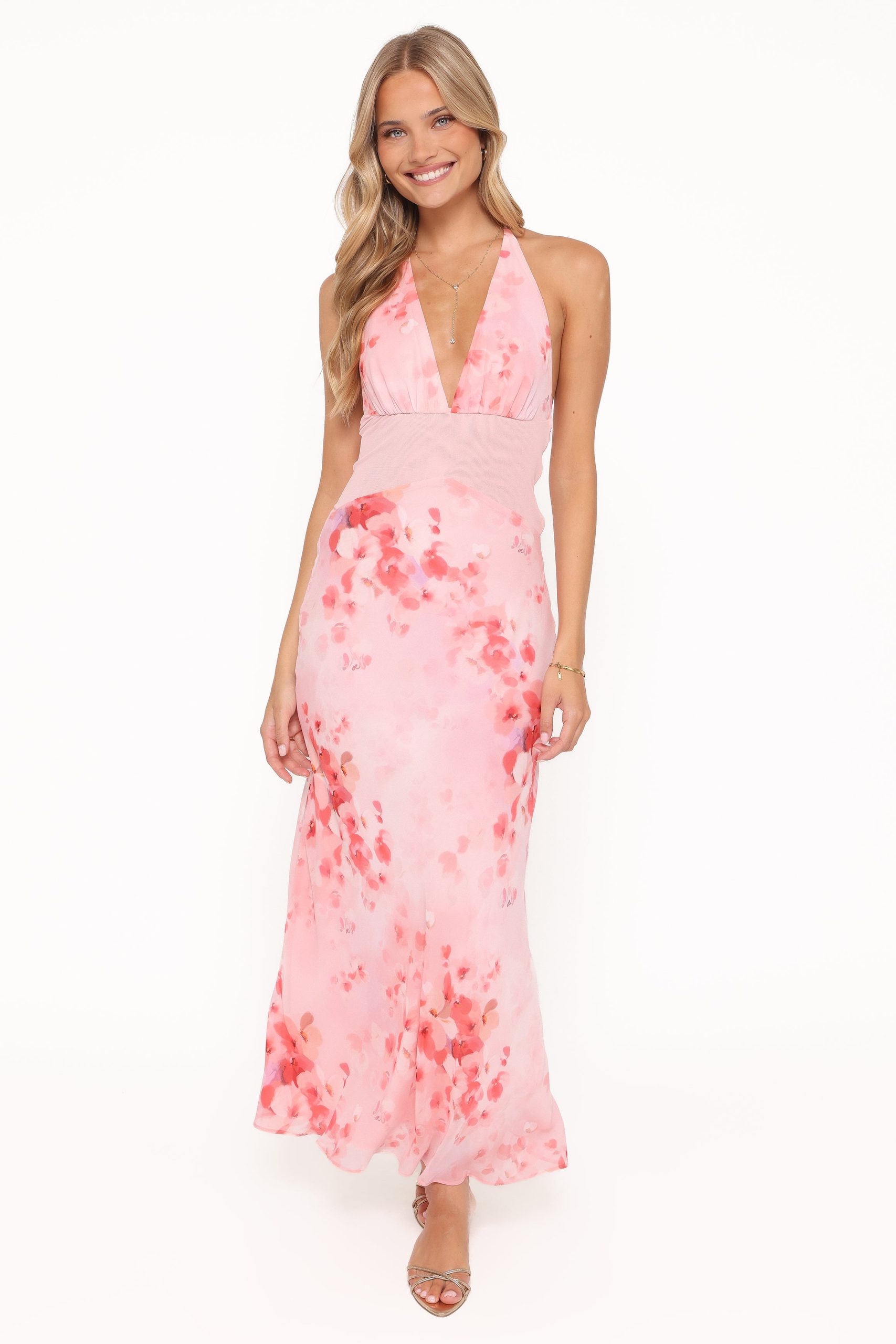 Gwyneth Halterneck Maxi Dress - Pink Floral - Image 2