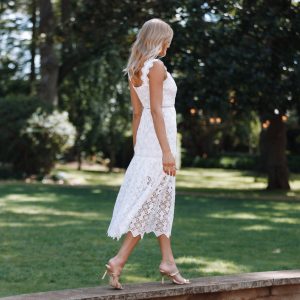 Harper Midi Lace Dress - White