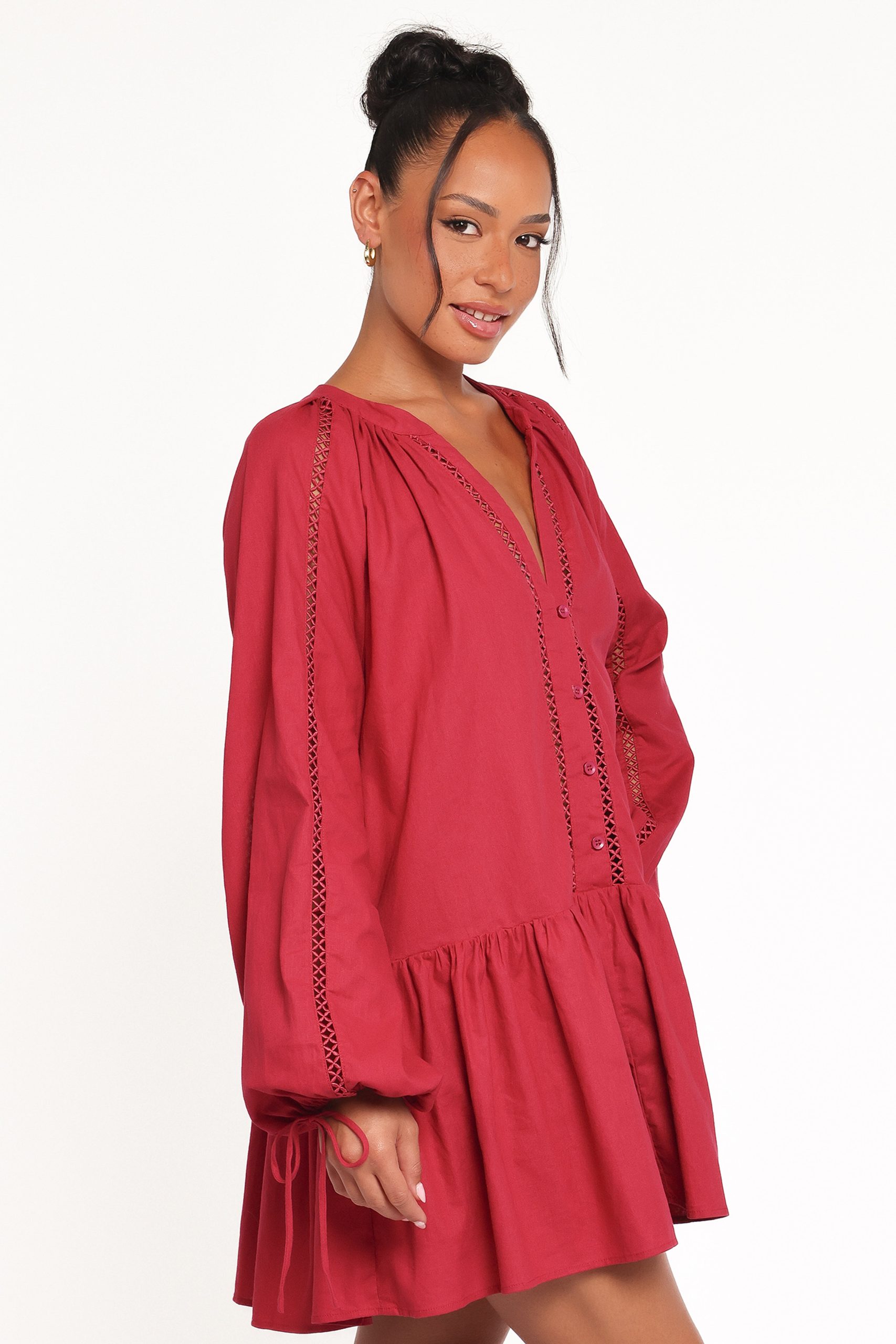 Hart Long Sleeve Mini Dress - Wine - Image 3