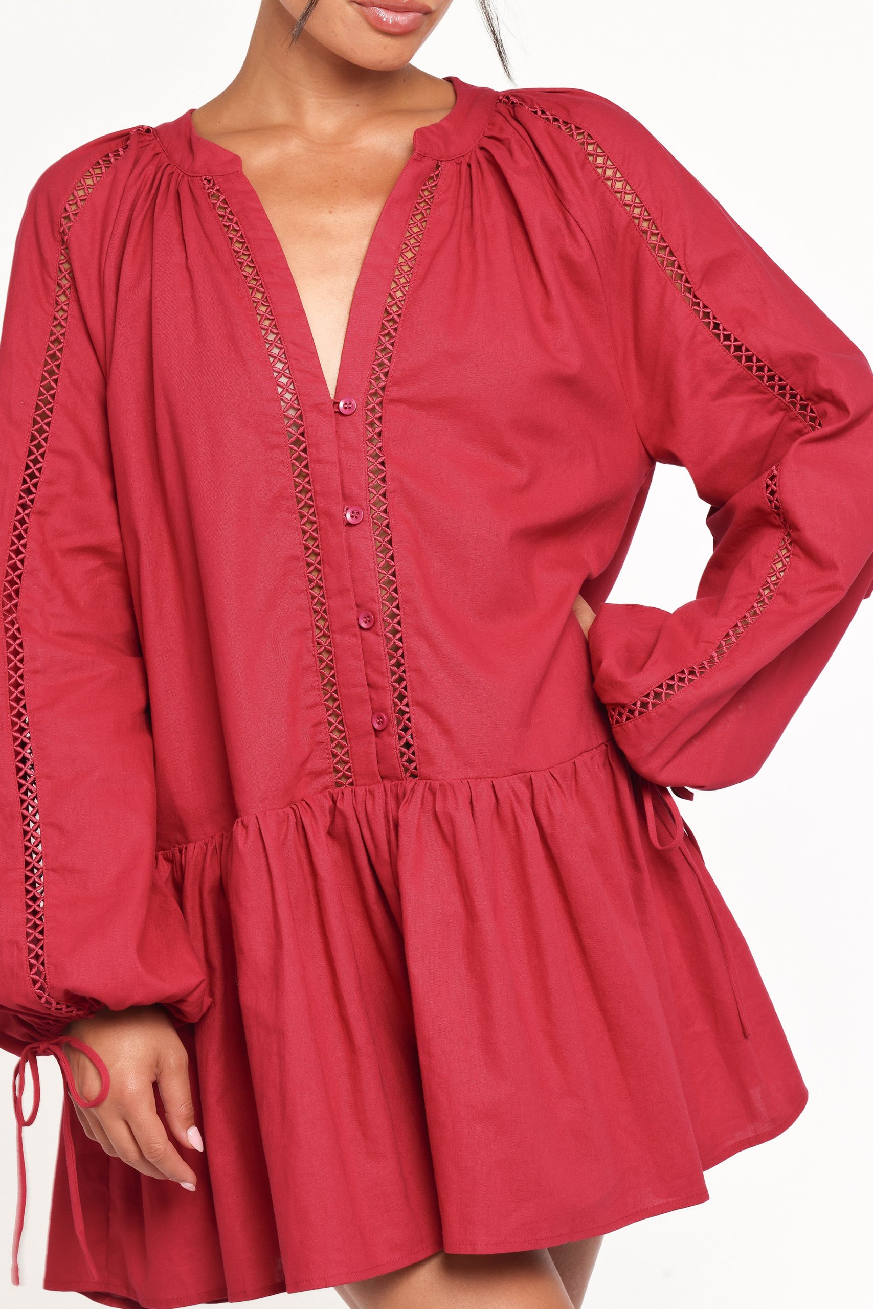 Hart Long Sleeve Mini Dress - Wine - Image 2