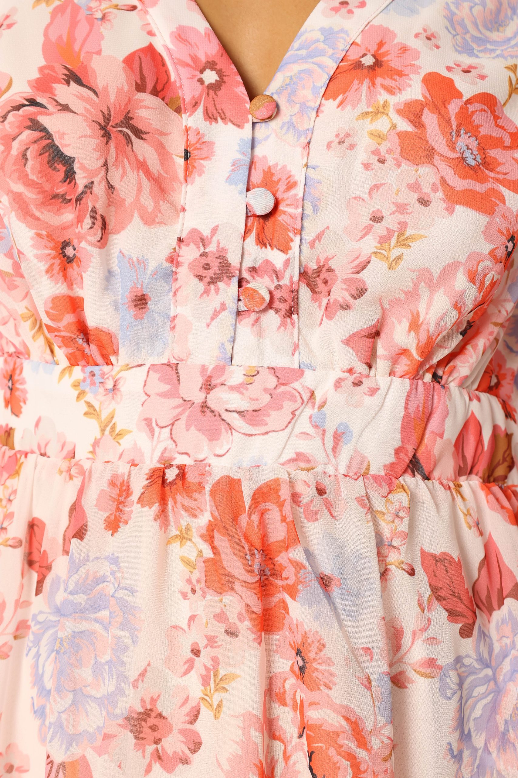 Hattie Long Sleeve Mini Dress - Pink Floral - Image 6