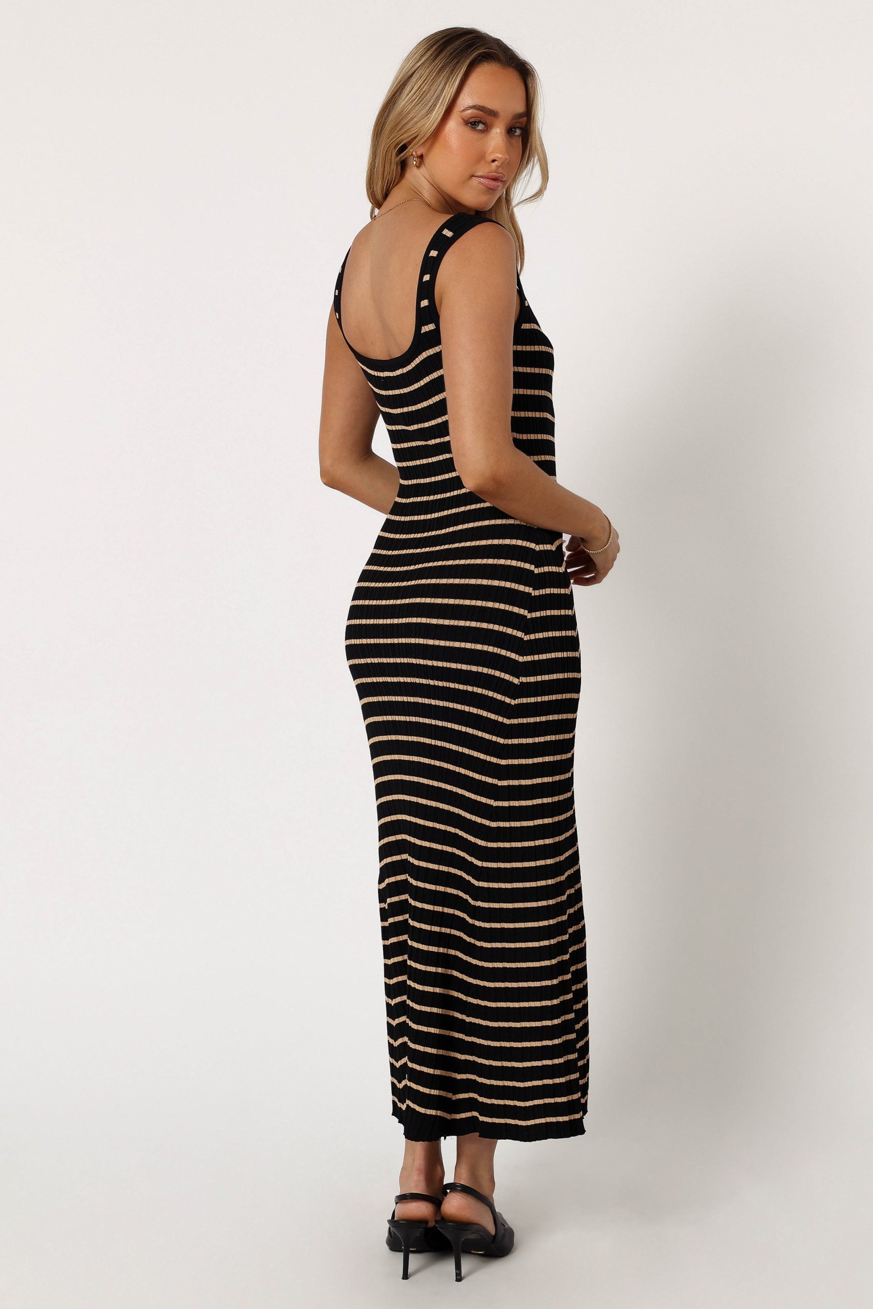 Henry Striped Midi Dress - Black Beige - Image 4