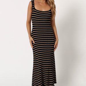Henry Striped Midi Dress - Black Beige
