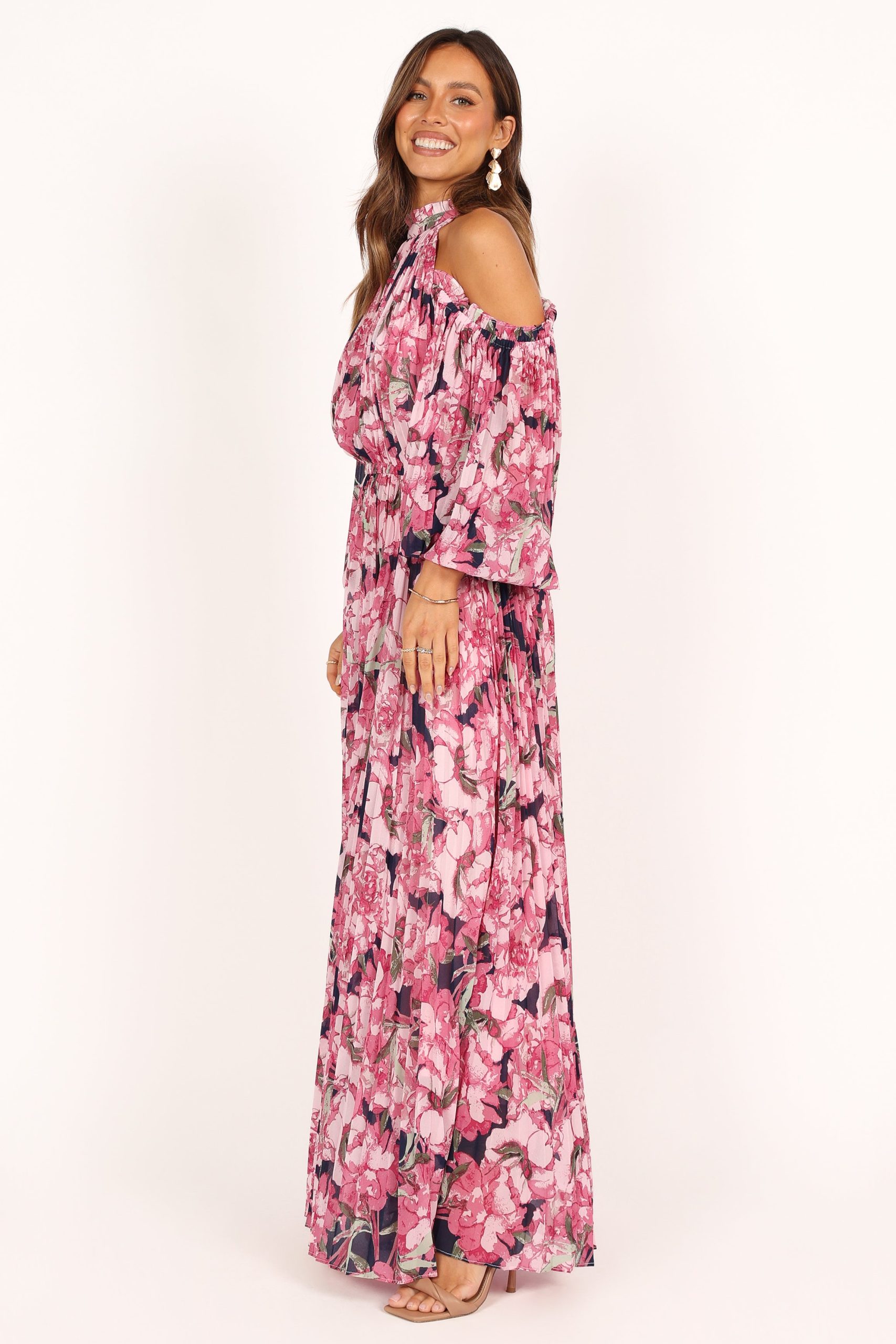 Hilary Pleated Maxi Dress - Pink Floral - Image 5