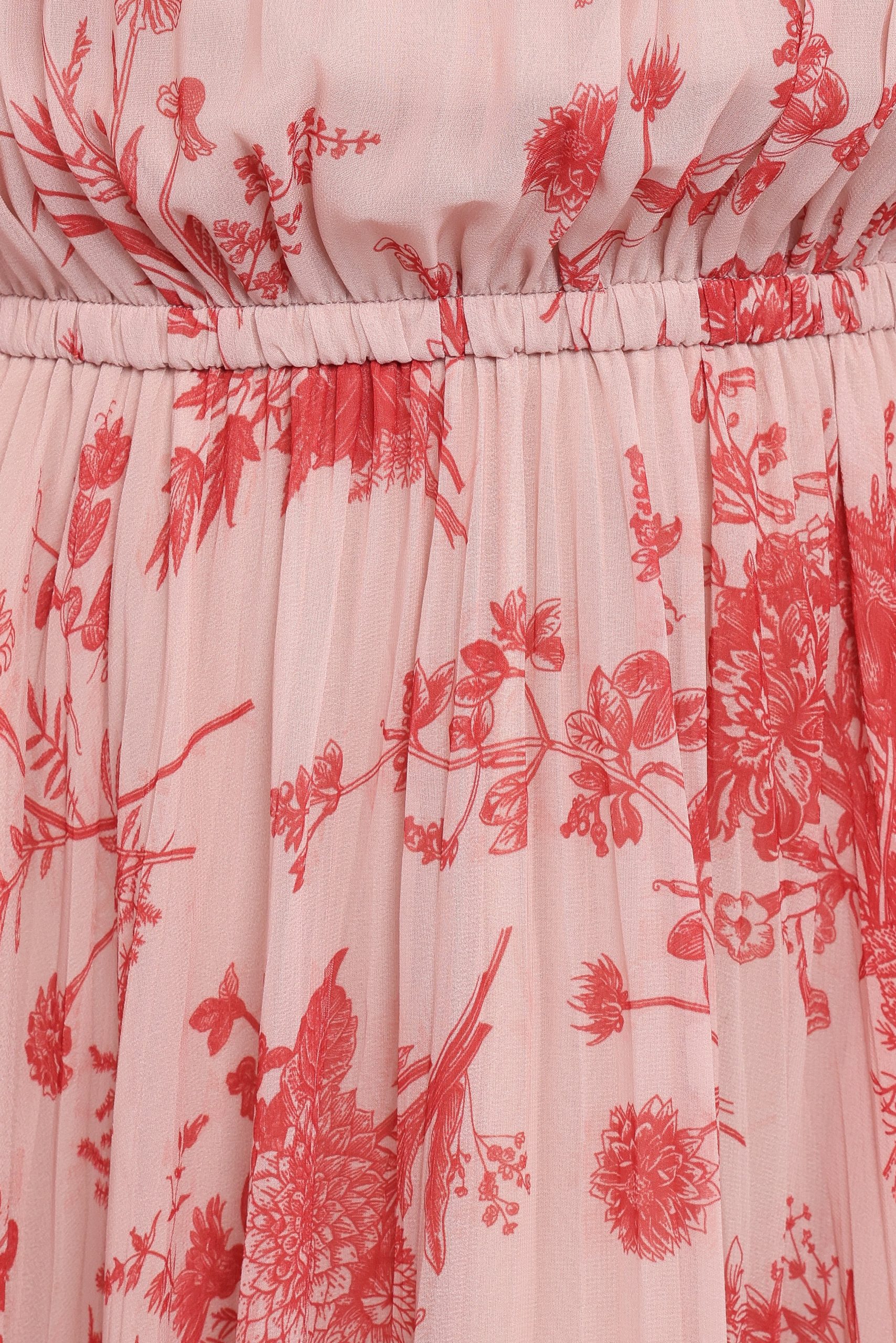 Hilary Pleated Maxi Dress - Red Floral - Image 8