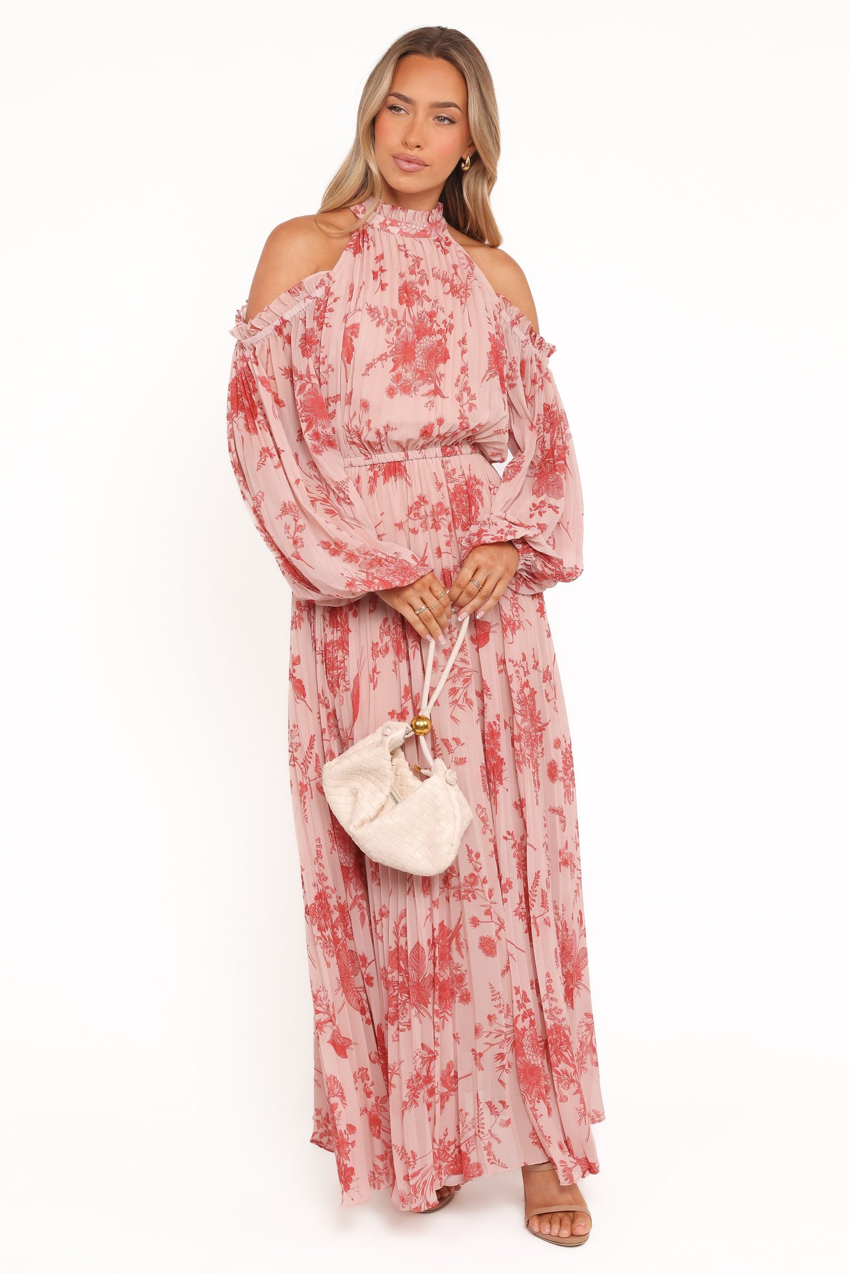 Hilary Pleated Maxi Dress - Red Floral - Image 7