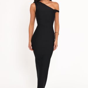 Hudson Off Shoulder Midi Dress - Black