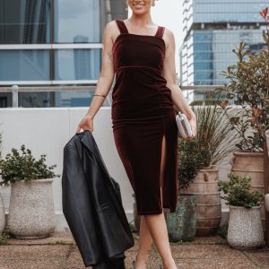 Hyatt Velvet Dress - Burgundy
