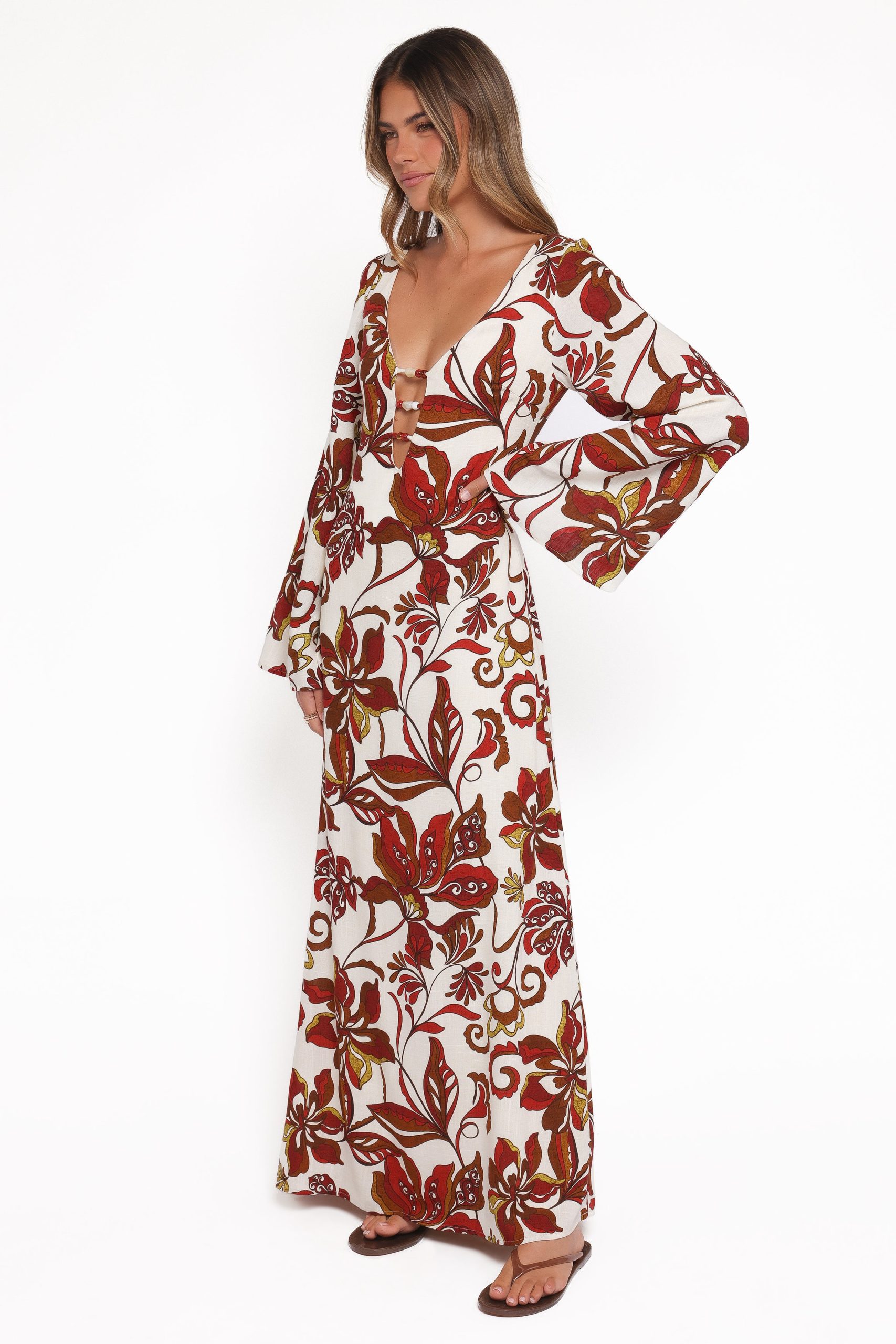 Inala Maxi Dress - Brown Floral - Image 4