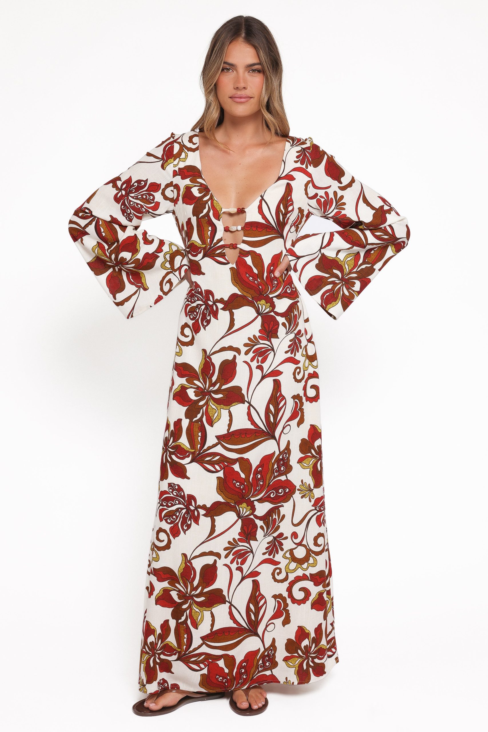 Inala Maxi Dress - Brown Floral - Image 2