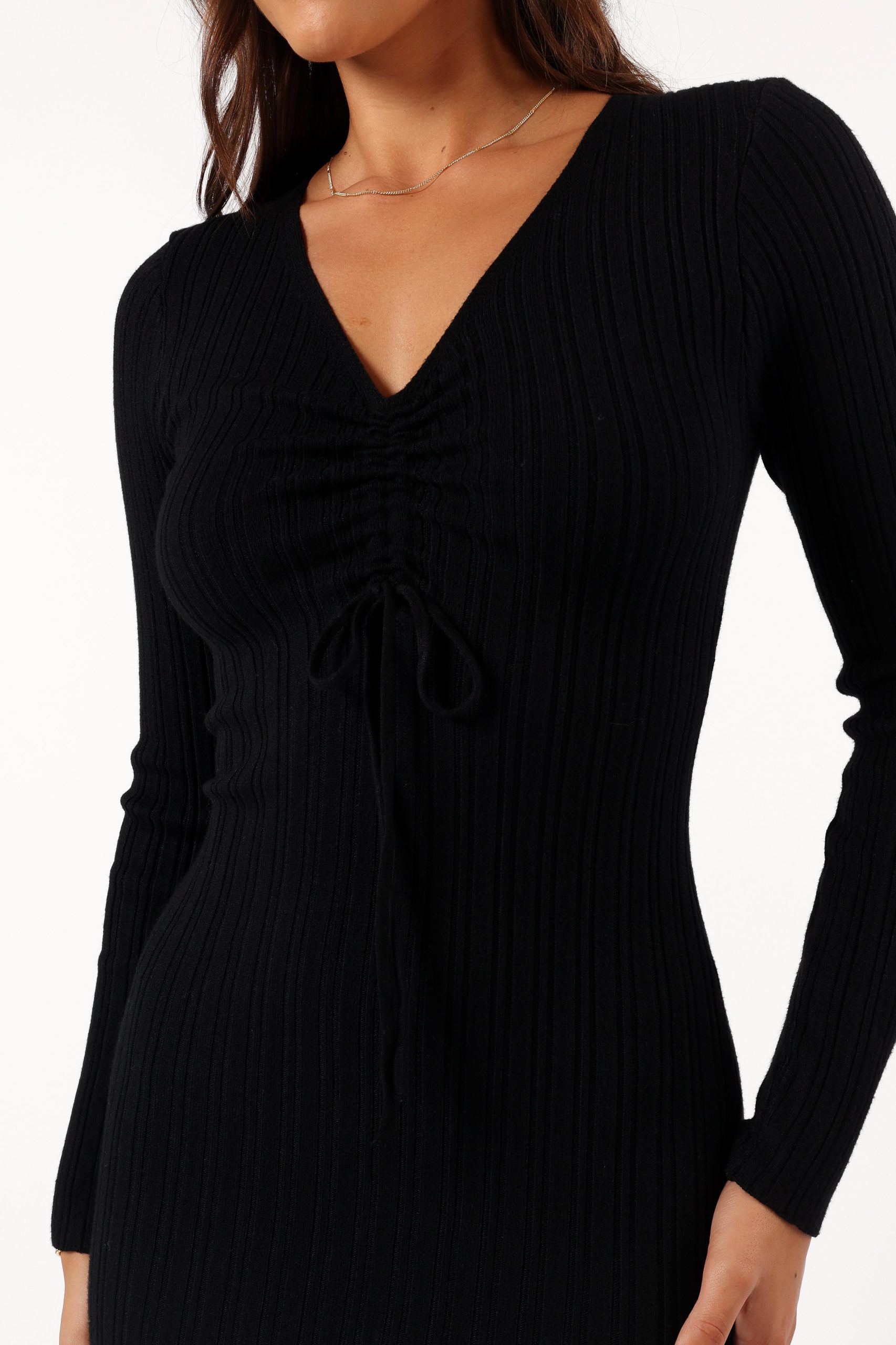 Irene Long Sleeve Midi Dress - Black - Image 5