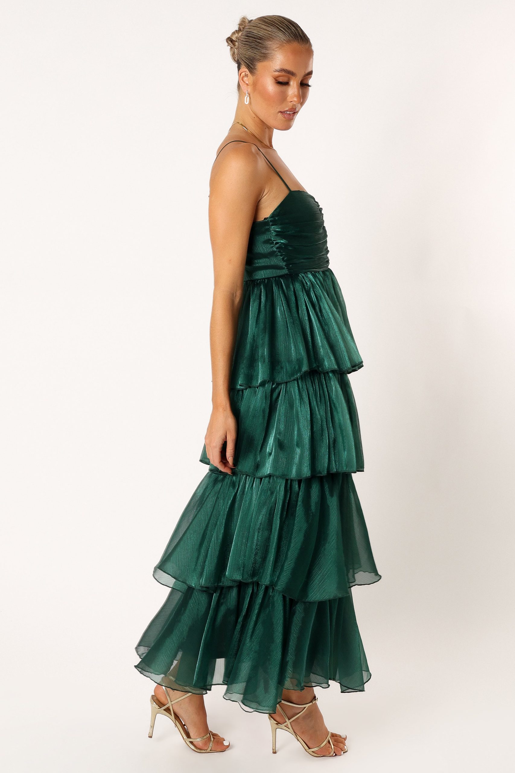 Jace Tiered Maxi Dress - Shimmer Emerald - Image 4