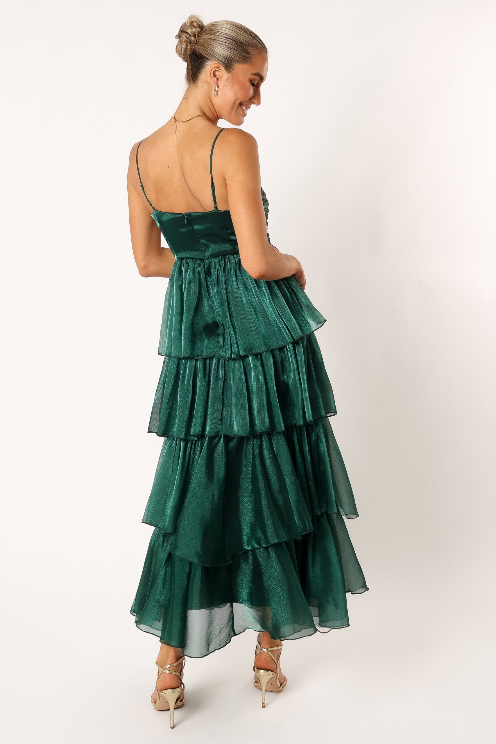 Jace Tiered Maxi Dress - Shimmer Emerald - Image 5