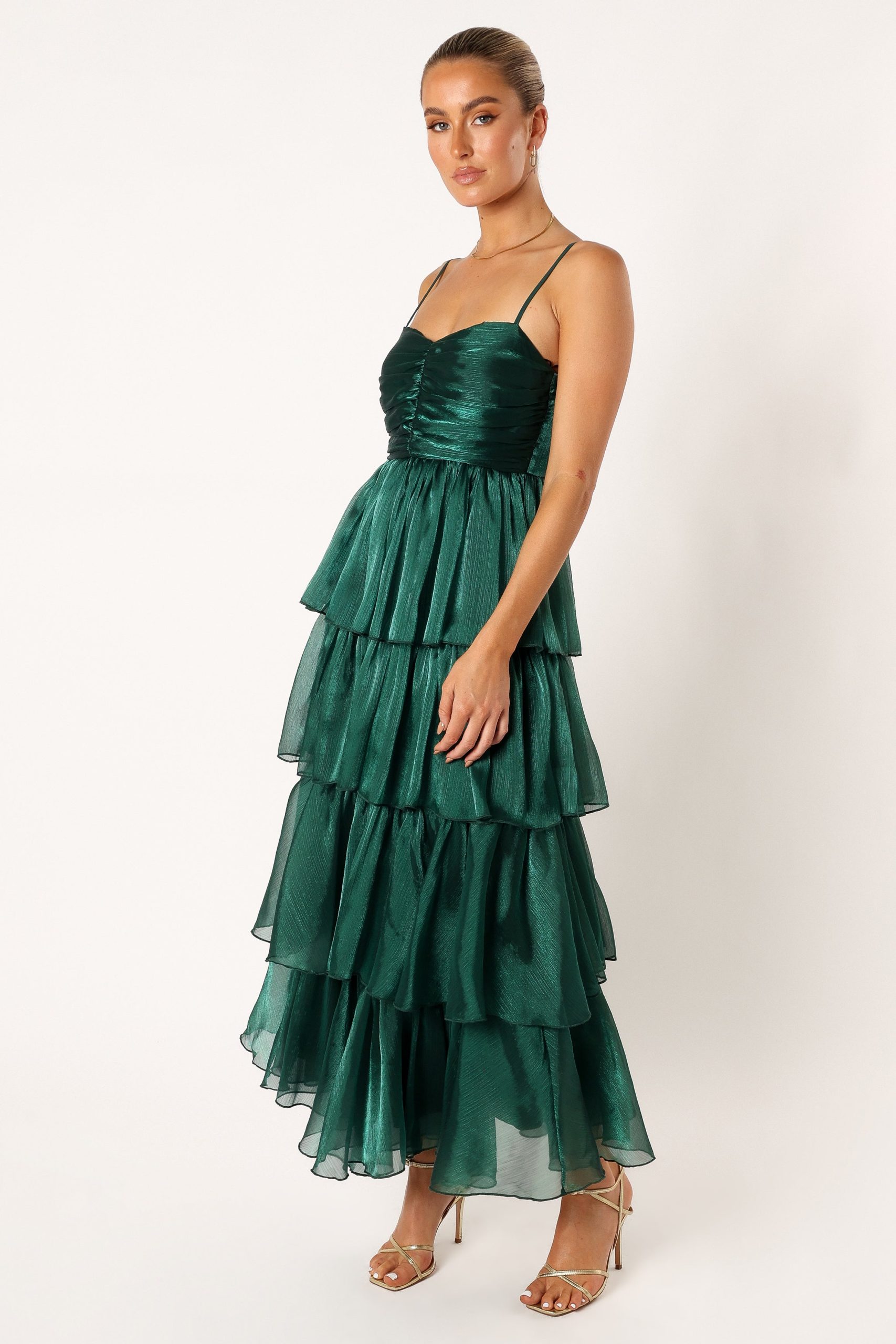 Jace Tiered Maxi Dress - Shimmer Emerald - Image 6