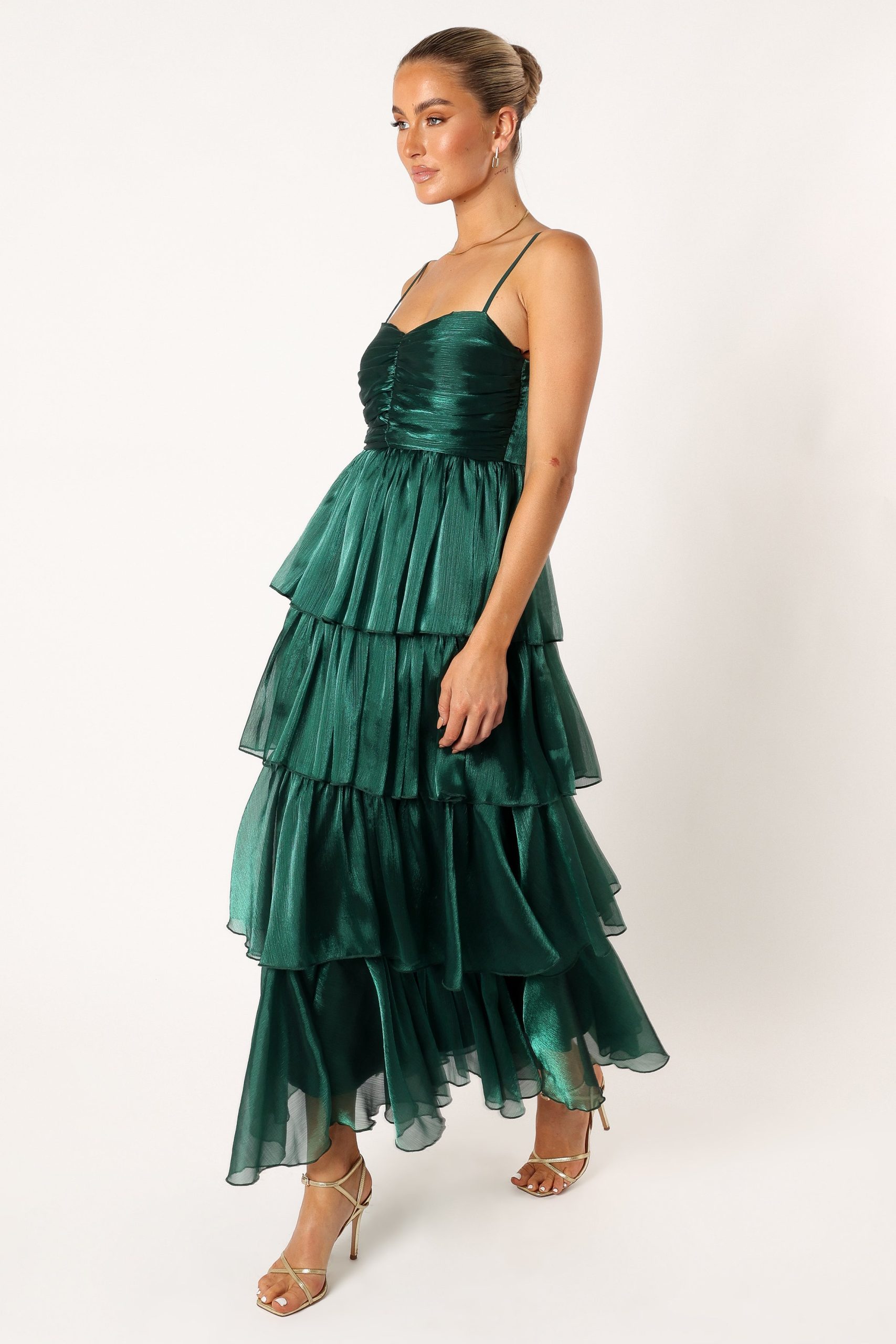 Jace Tiered Maxi Dress - Shimmer Emerald - Image 7