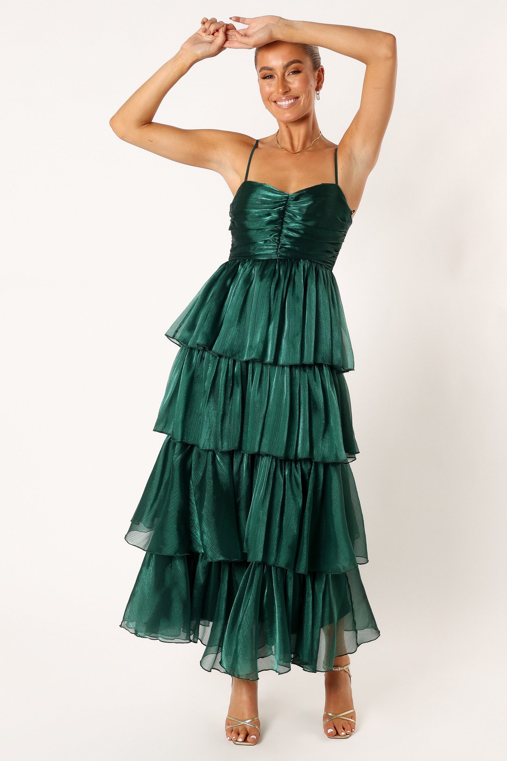 Jace Tiered Maxi Dress - Shimmer Emerald - Image 9