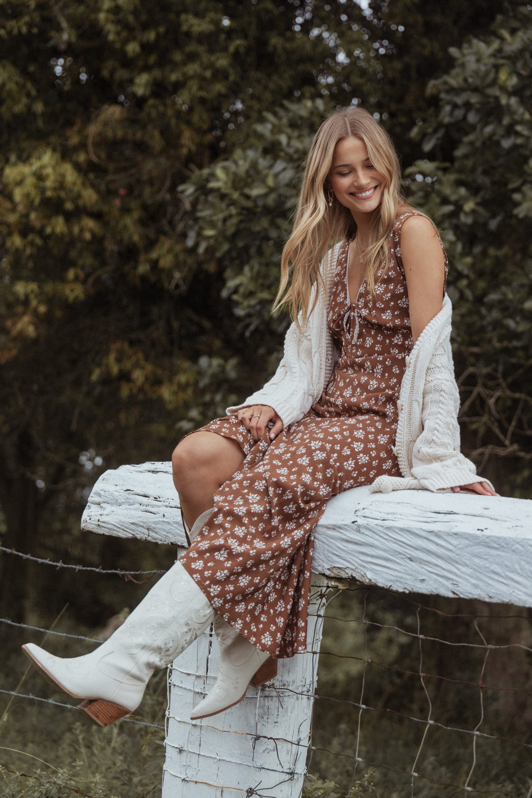 Jackson Maxi Dress - Brown Ditsy Floral - Image 2