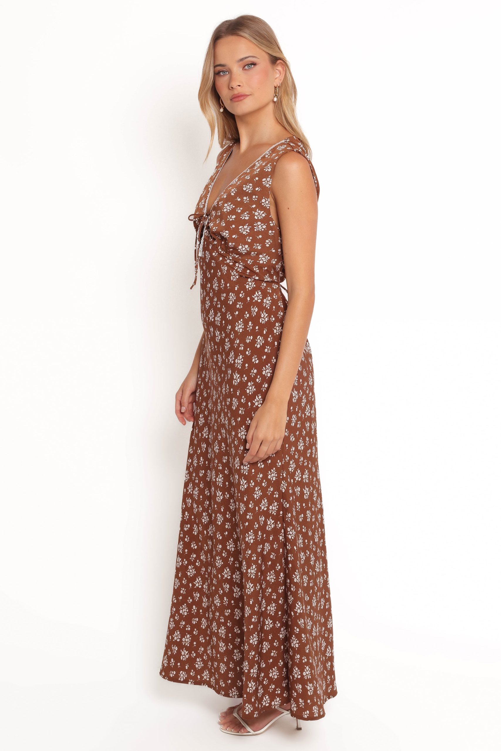 Jackson Maxi Dress - Brown Ditsy Floral - Image 5