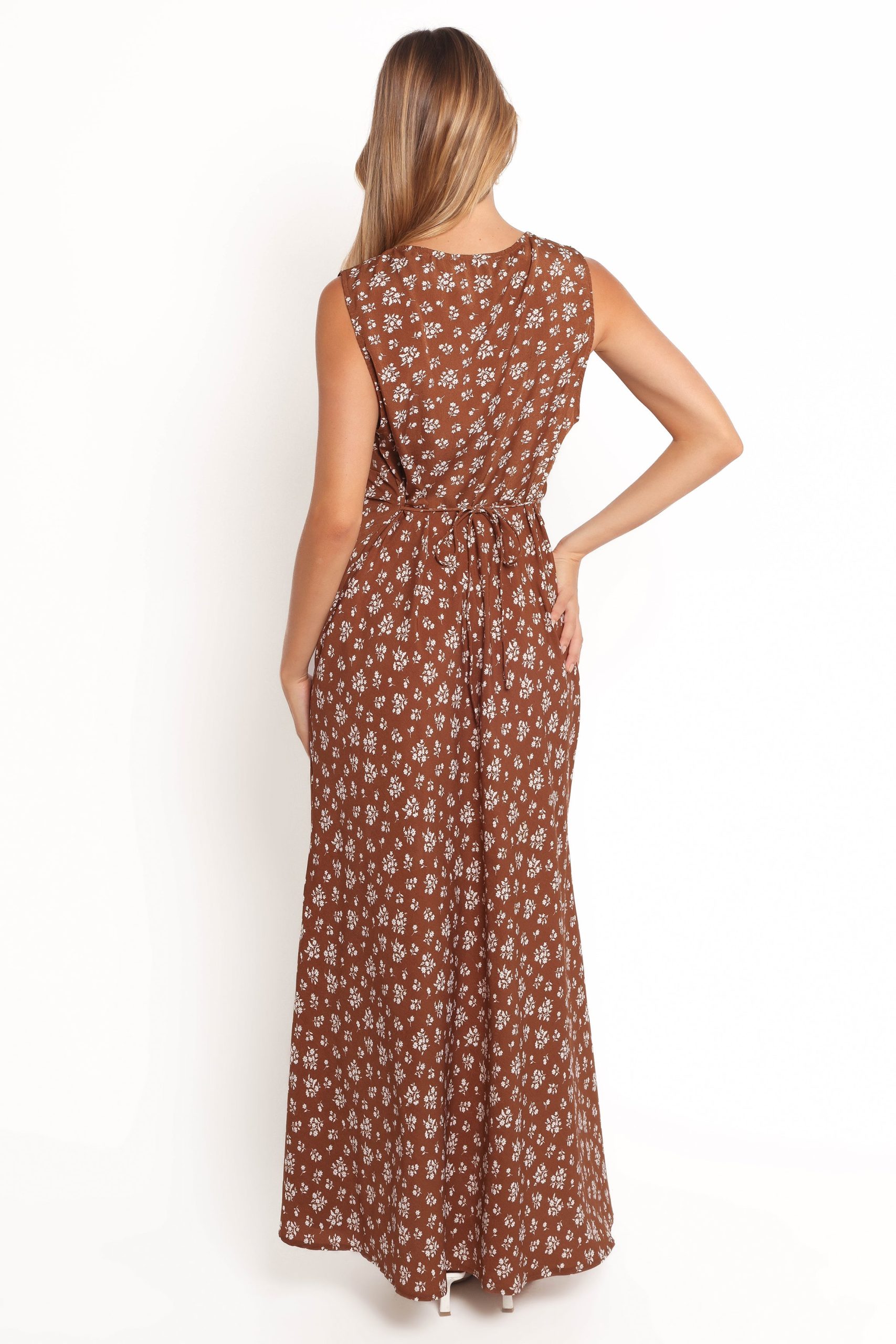 Jackson Maxi Dress - Brown Ditsy Floral - Image 6