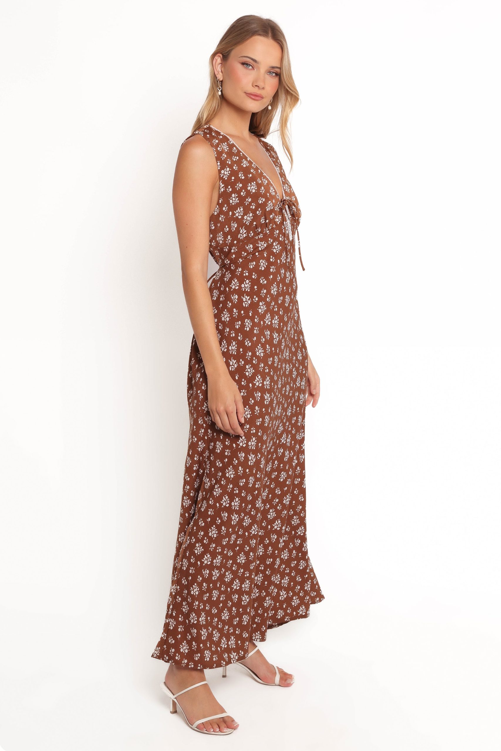 Jackson Maxi Dress - Brown Ditsy Floral - Image 7