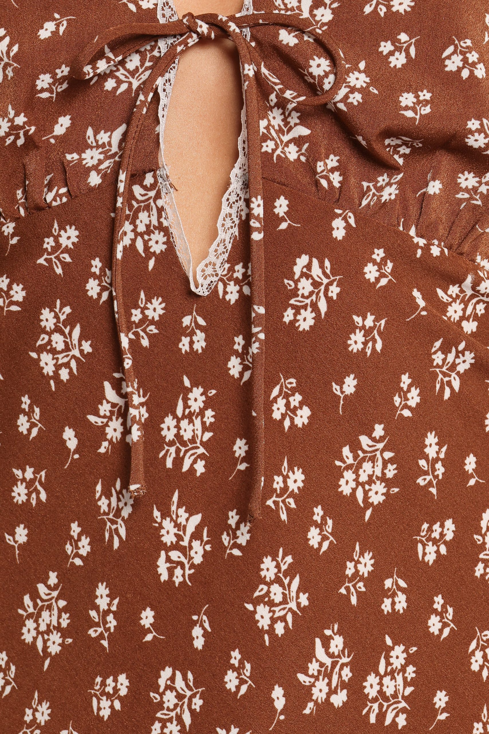 Jackson Maxi Dress - Brown Ditsy Floral - Image 8
