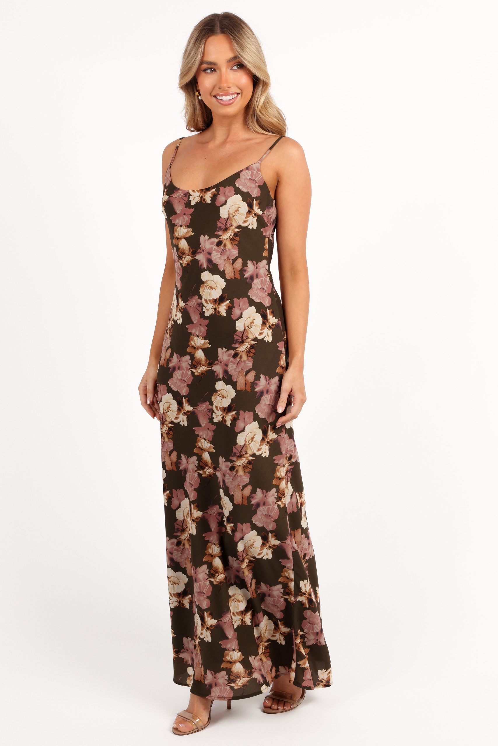 Jamie Maxi Slip Dress - Olive Floral - Image 4